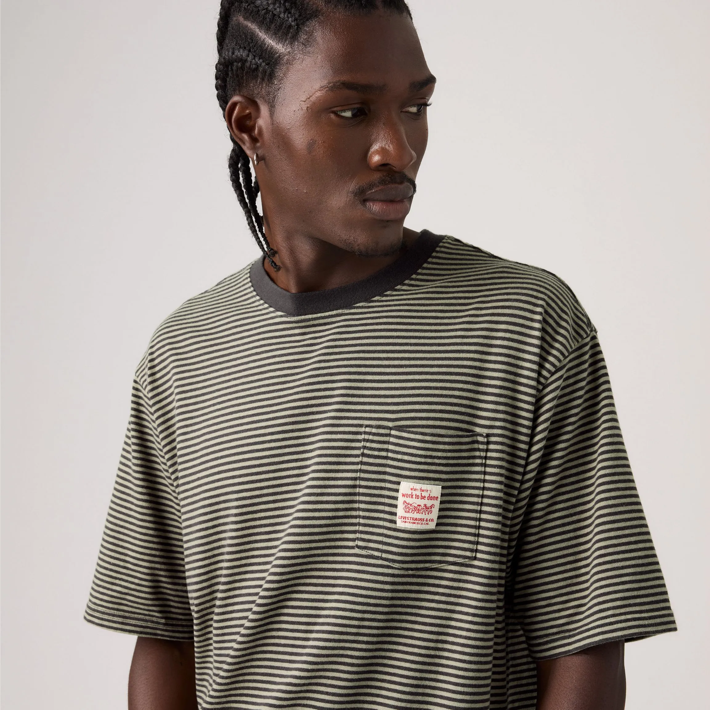 Levi's Workwear Tee, euan stripe dried sage - Image 2