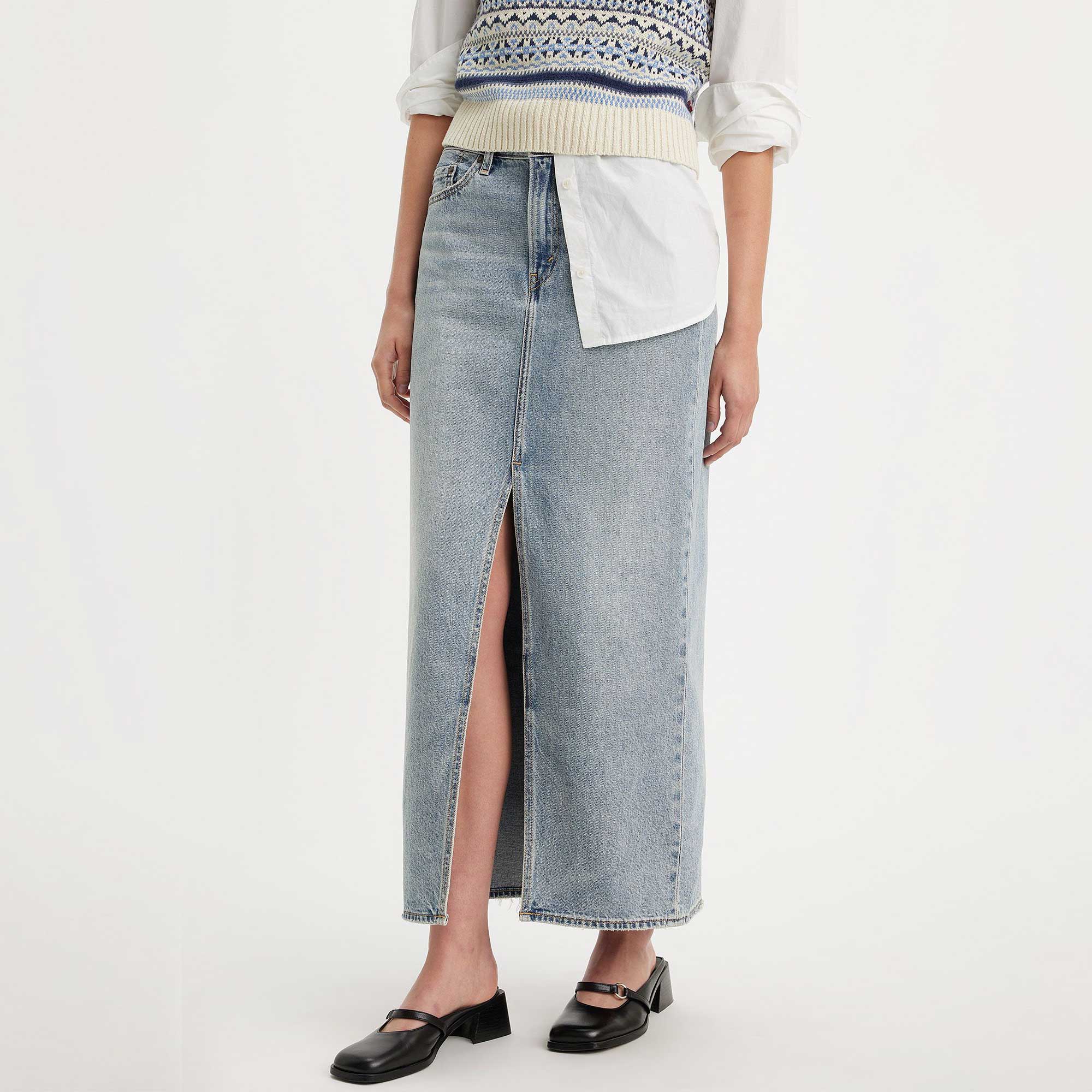 Levi's Womens Ankle Column Skirt, seraphina stripe crown blue - Image 2