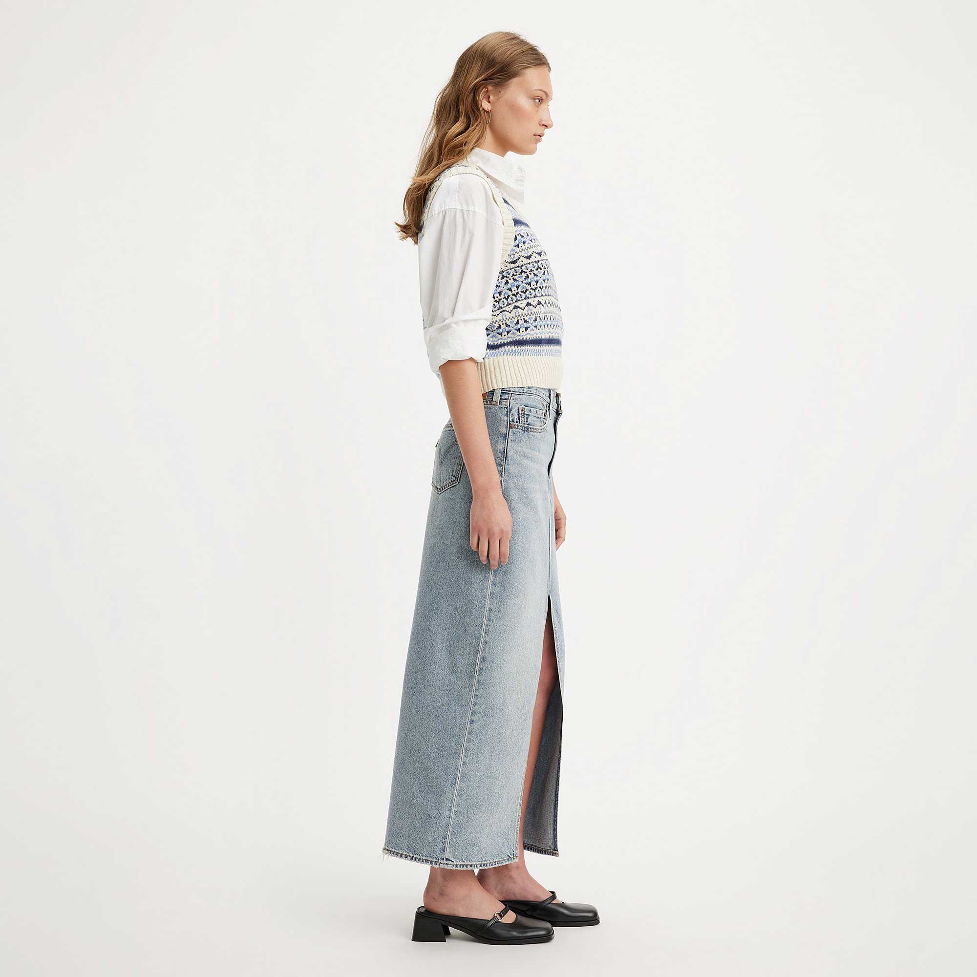 Levi's Womens Ankle Column Skirt, seraphina stripe crown blue - Image 3