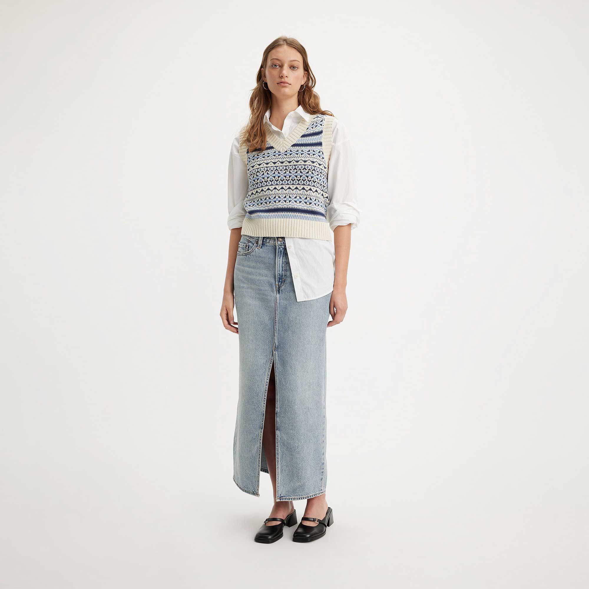 Levi's Womens Ankle Column Skirt, seraphina stripe crown blue - Image 4