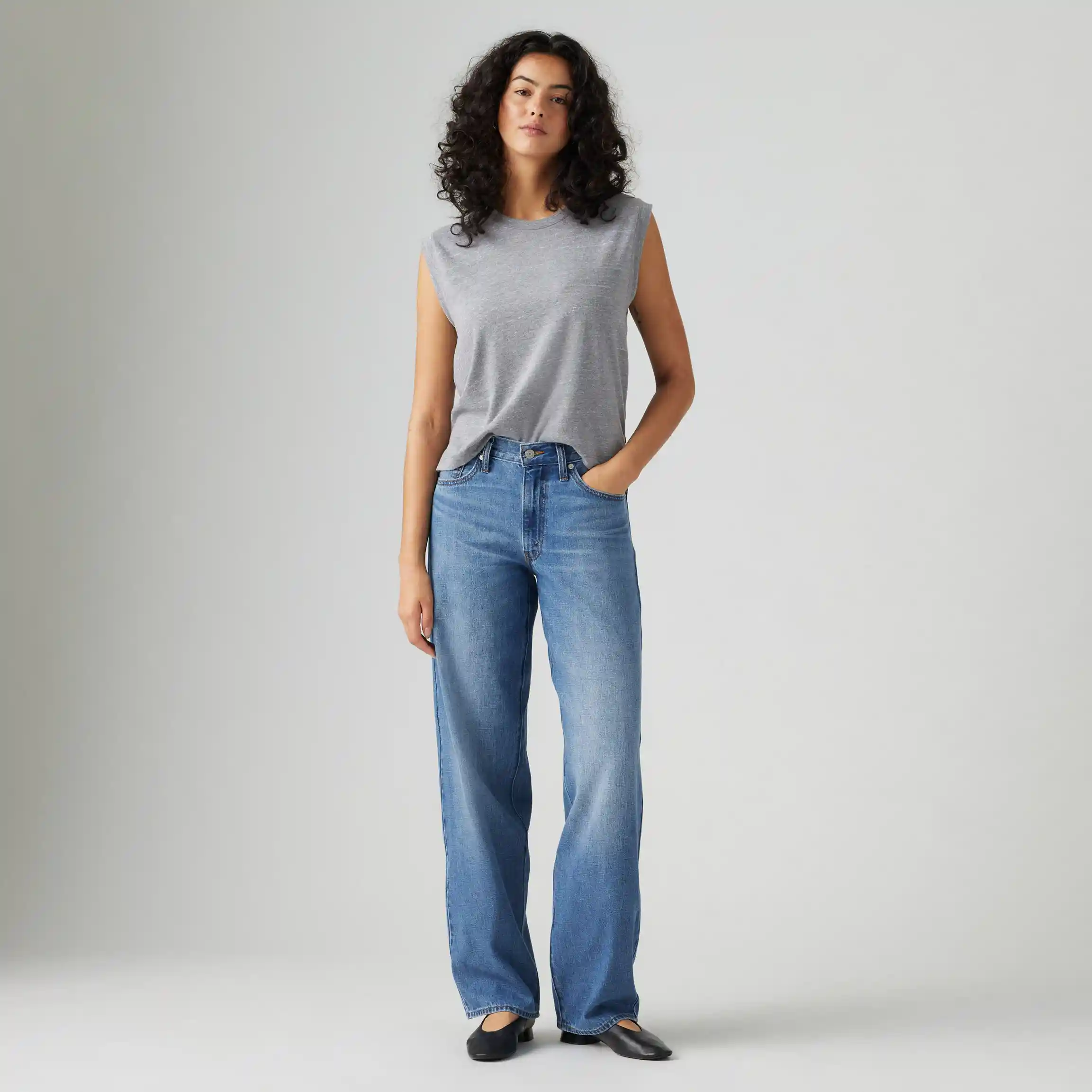 Levi's Baggy Dad Linen + Denim Lightweight Women's Jeans, heavy check