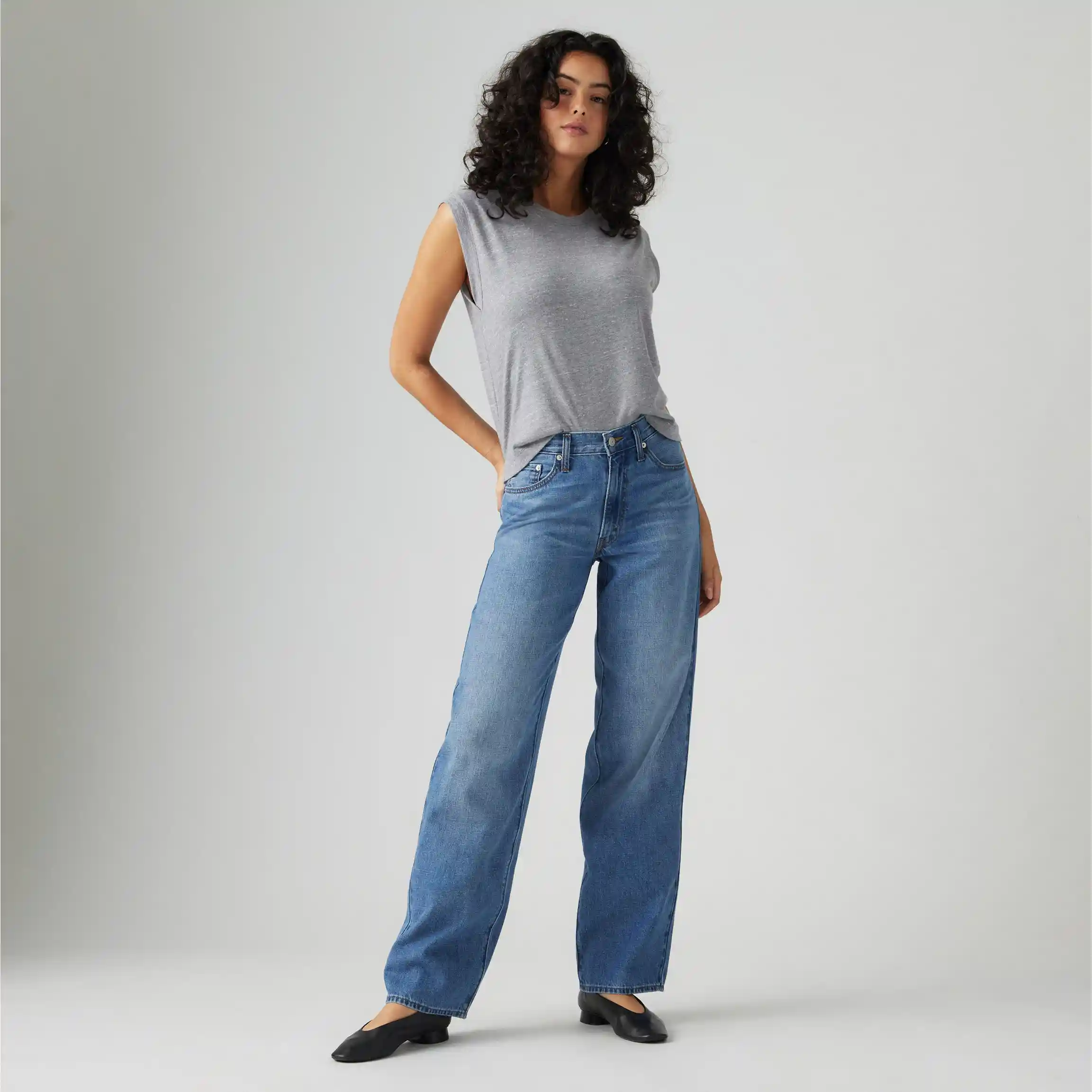 Levi's Baggy Dad Linen + Denim Lightweight Women's Jeans, heavy check - Image 3