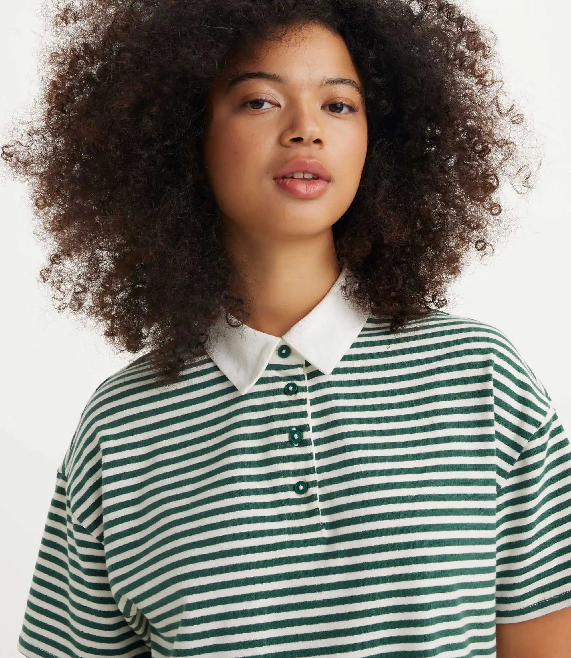 Levi's Womens Coco Short Sleeve Rugby Shirt, nova stripe bistro green - Image 2