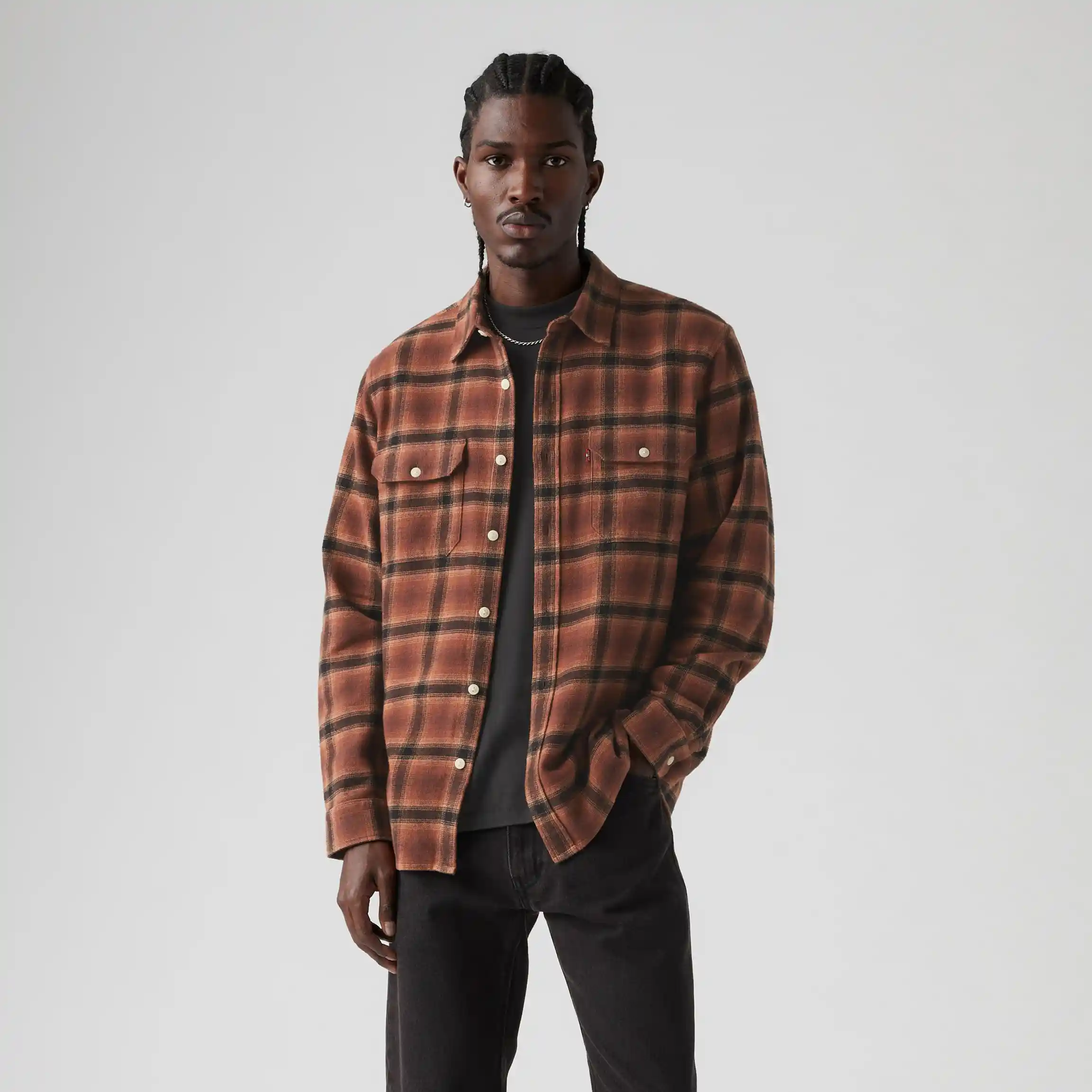 Levi's Jackson Worker Shirt, james plaid chicory coffee