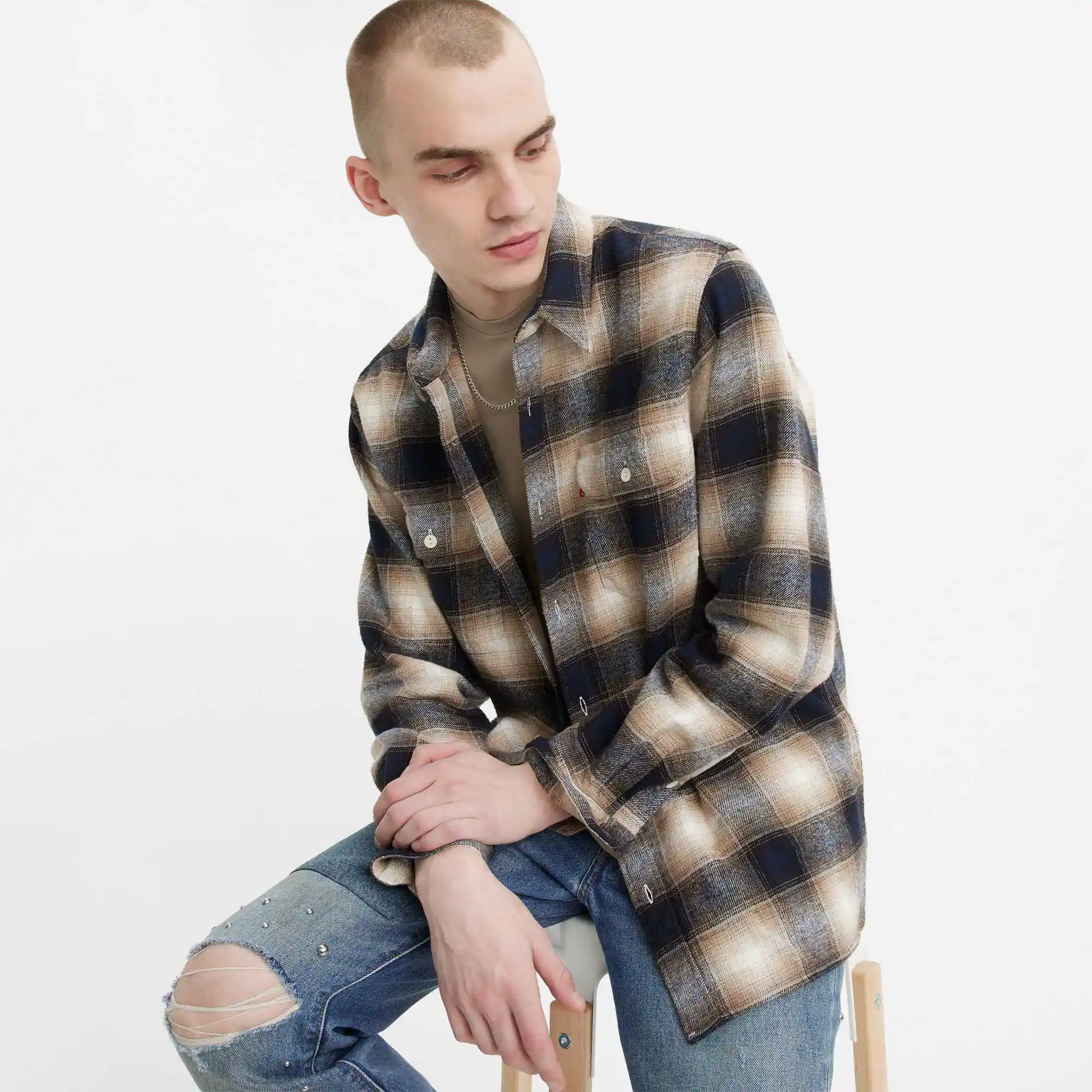 Levi's Jackson Worker, warwick plaid egret - Image 3