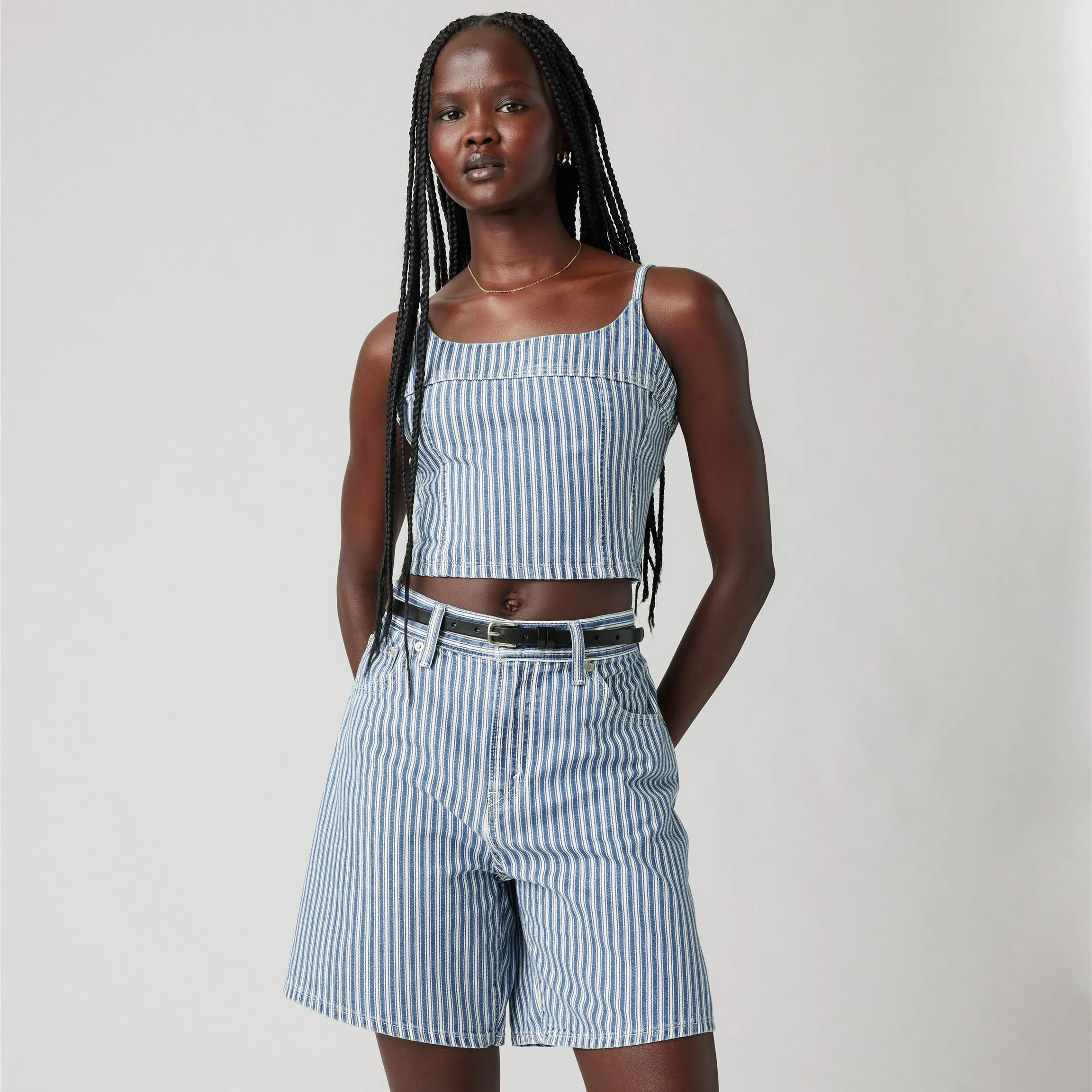 Levi's Womens Jadine Denim Cami Tank, mischa stripe denim