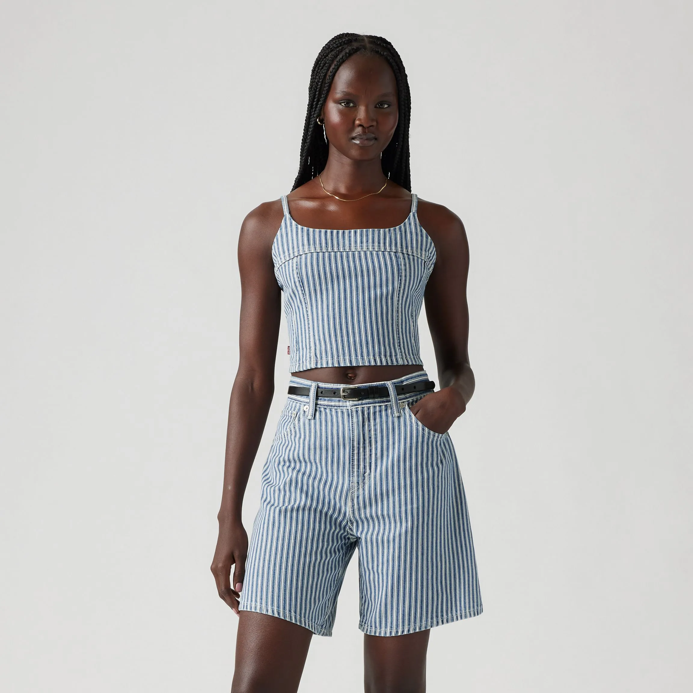 Levi's Womens Jadine Denim Cami Tank, mischa stripe denim - Image 4