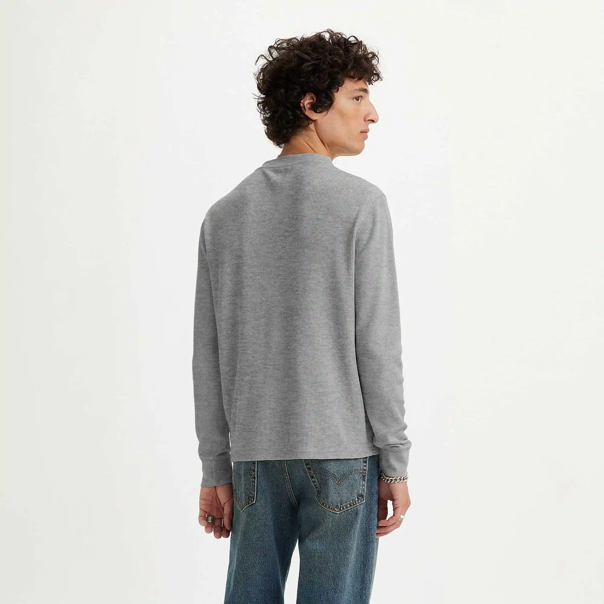Levi's Thermal 3 Button Henley, mid tone grey heather - Image 2