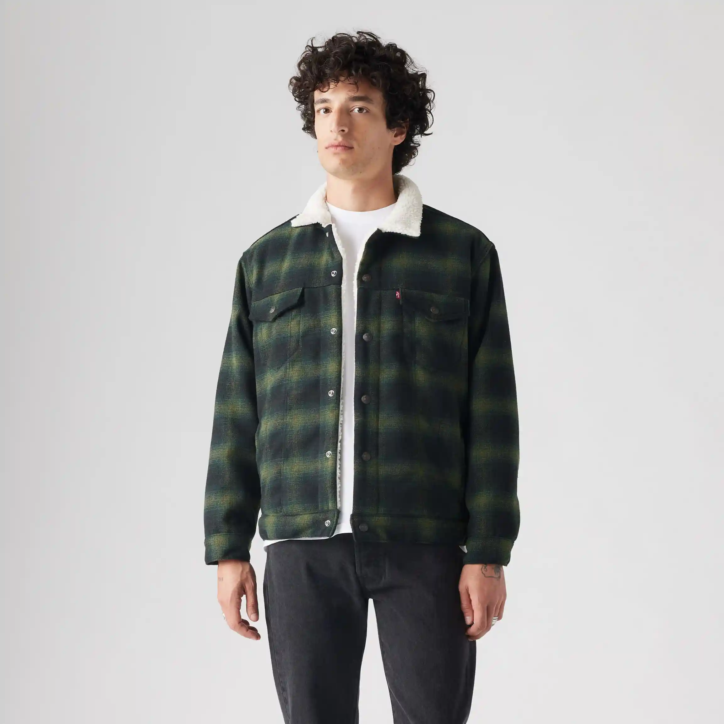Levi's Relaxed Fit Plaid Trucker, scottie plaid scarab
