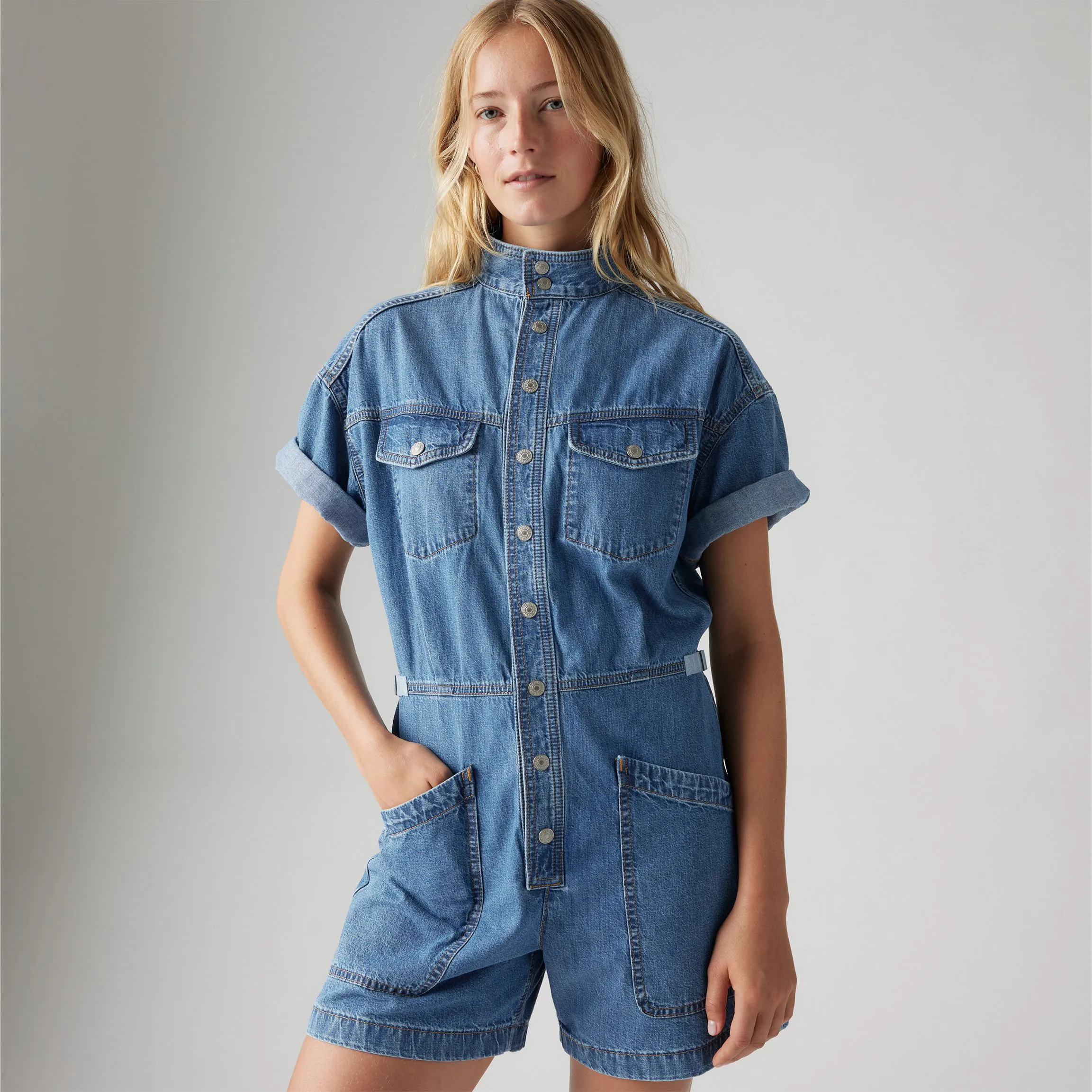 Levi's Womens SS Surplus Romper, blue joke - Image 2