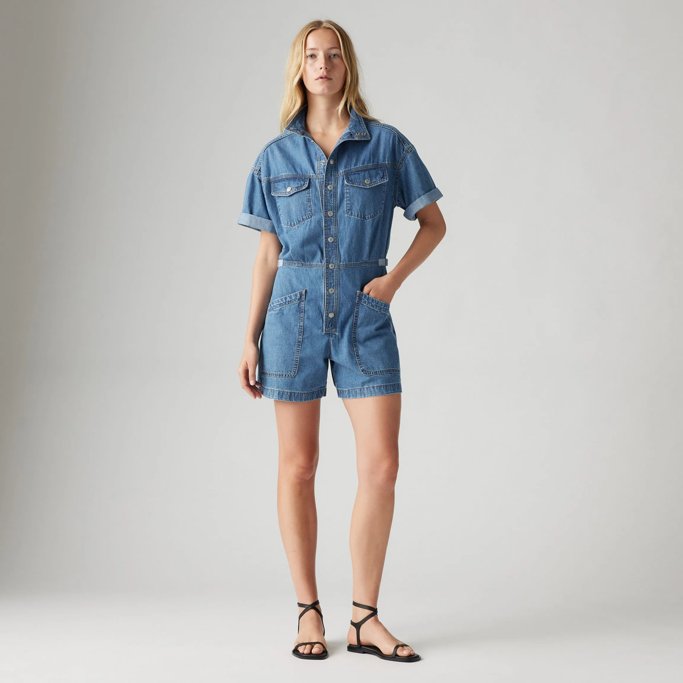 Levi's Womens SS Surplus Romper, blue joke - Image 4
