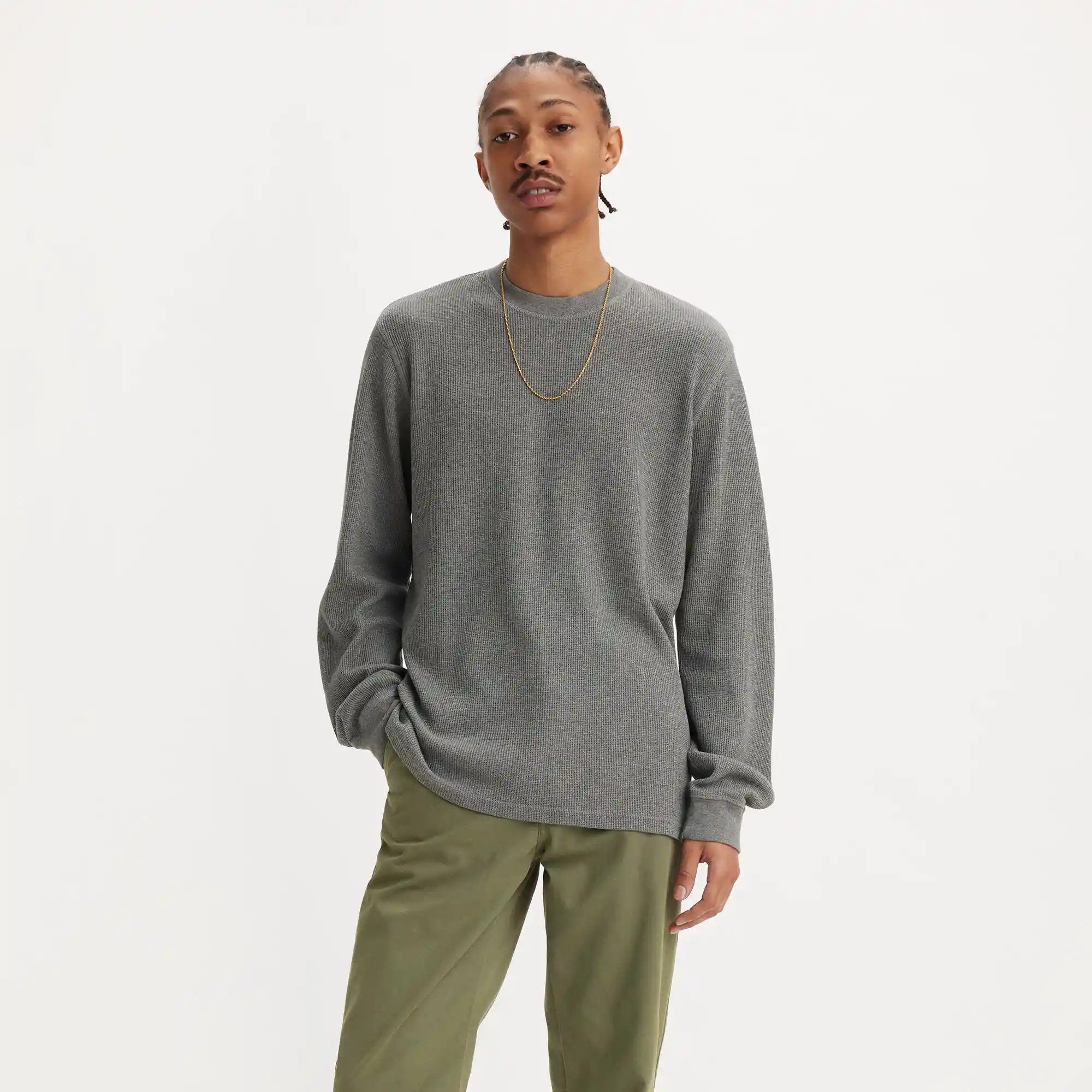 Levi's Standard Thermal Long Sleeve Tee, mid tone grey heather