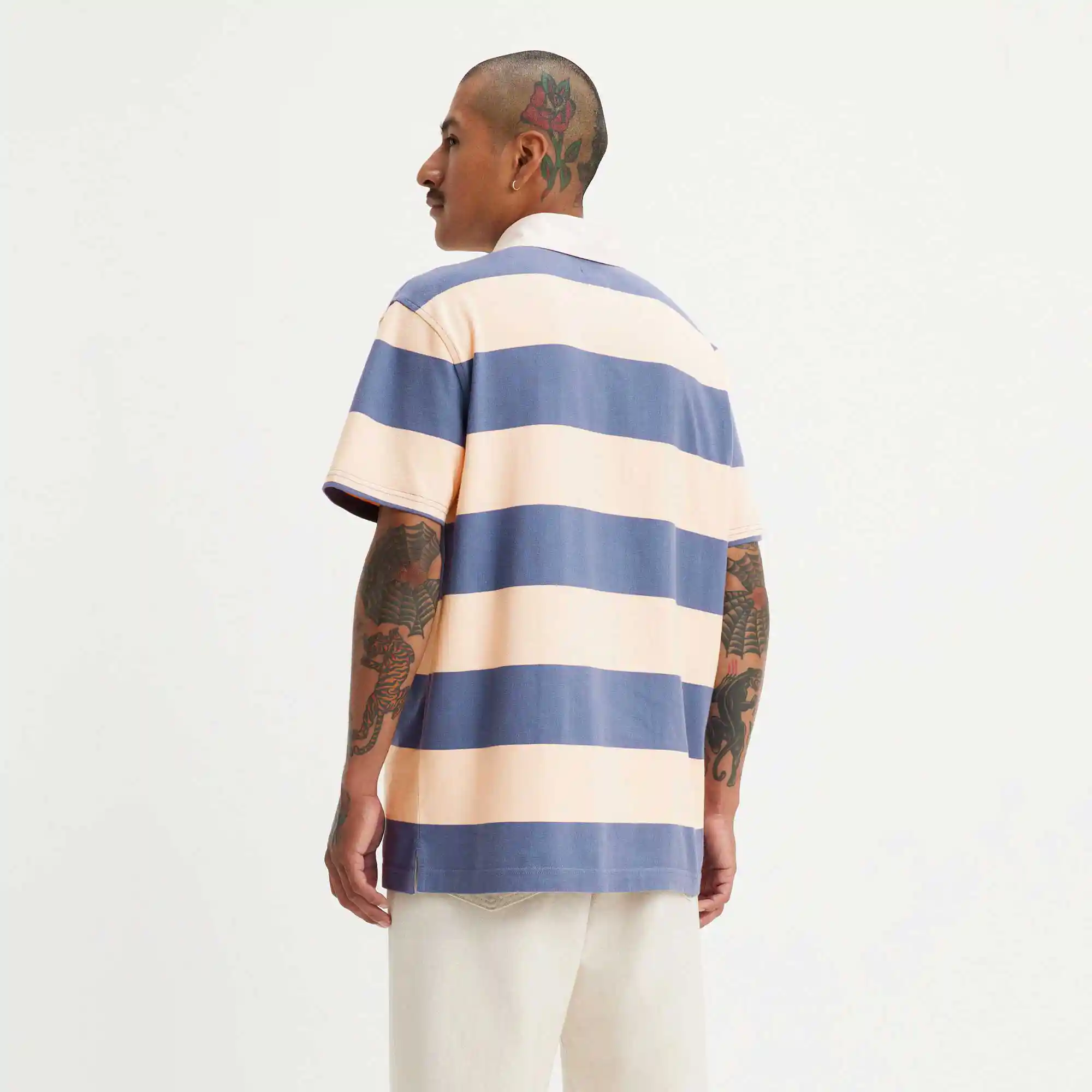 Levi's Union Short Sleeved Rugby Shirt, deck stripe coastal fjord - Image 4