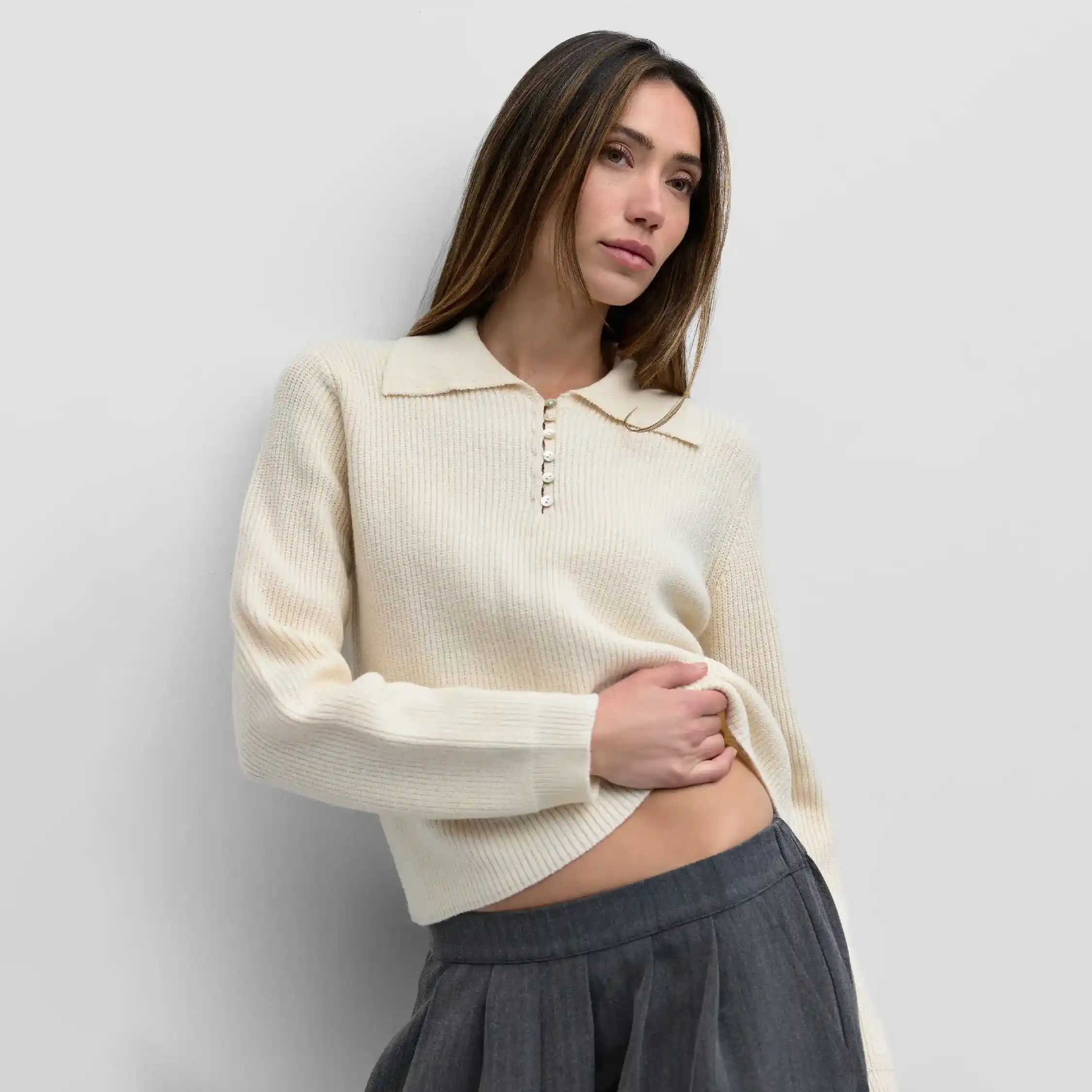 Mod Ref Womens The Raye Sweater, ivory