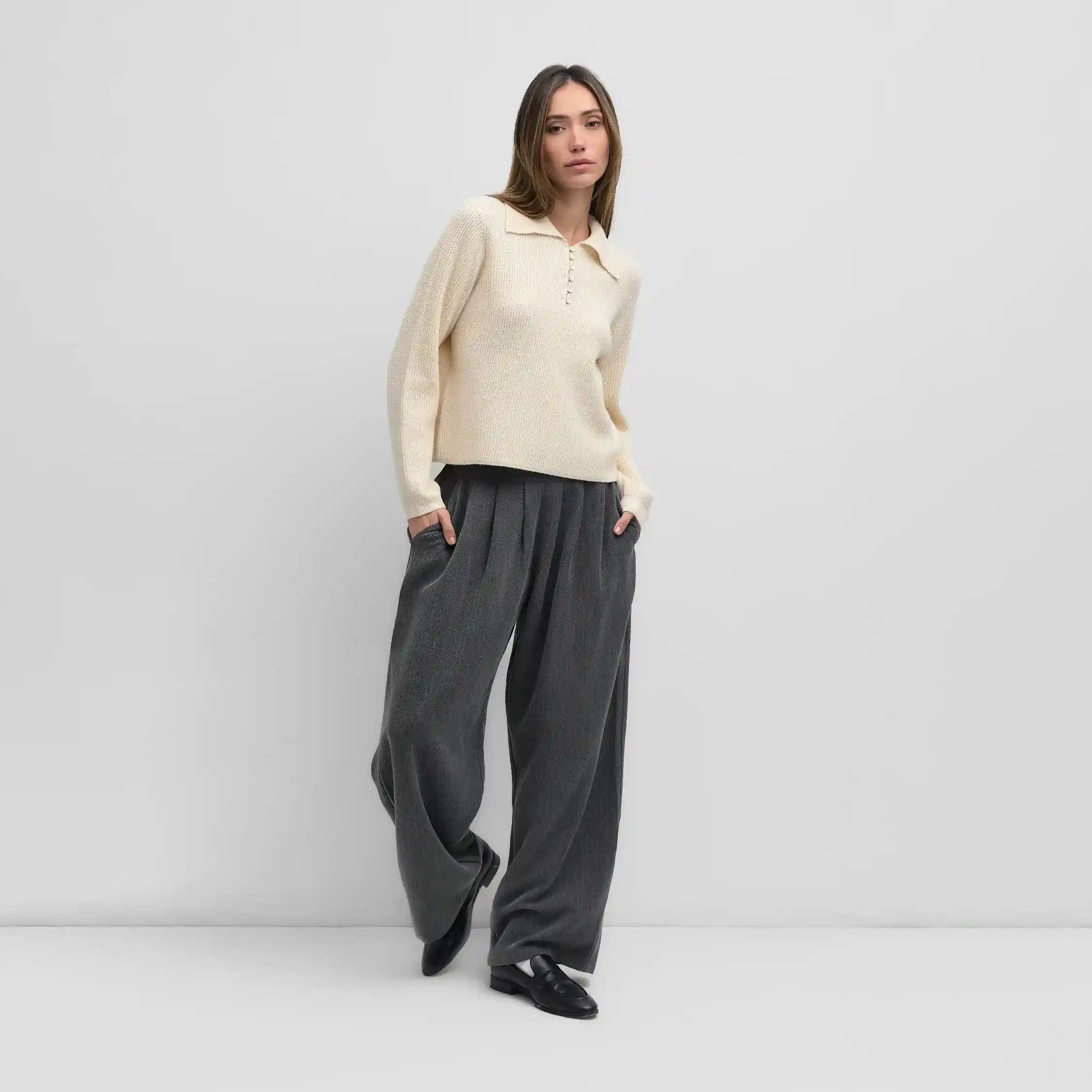 Mod Ref Womens The Raye Sweater, ivory - Image 2