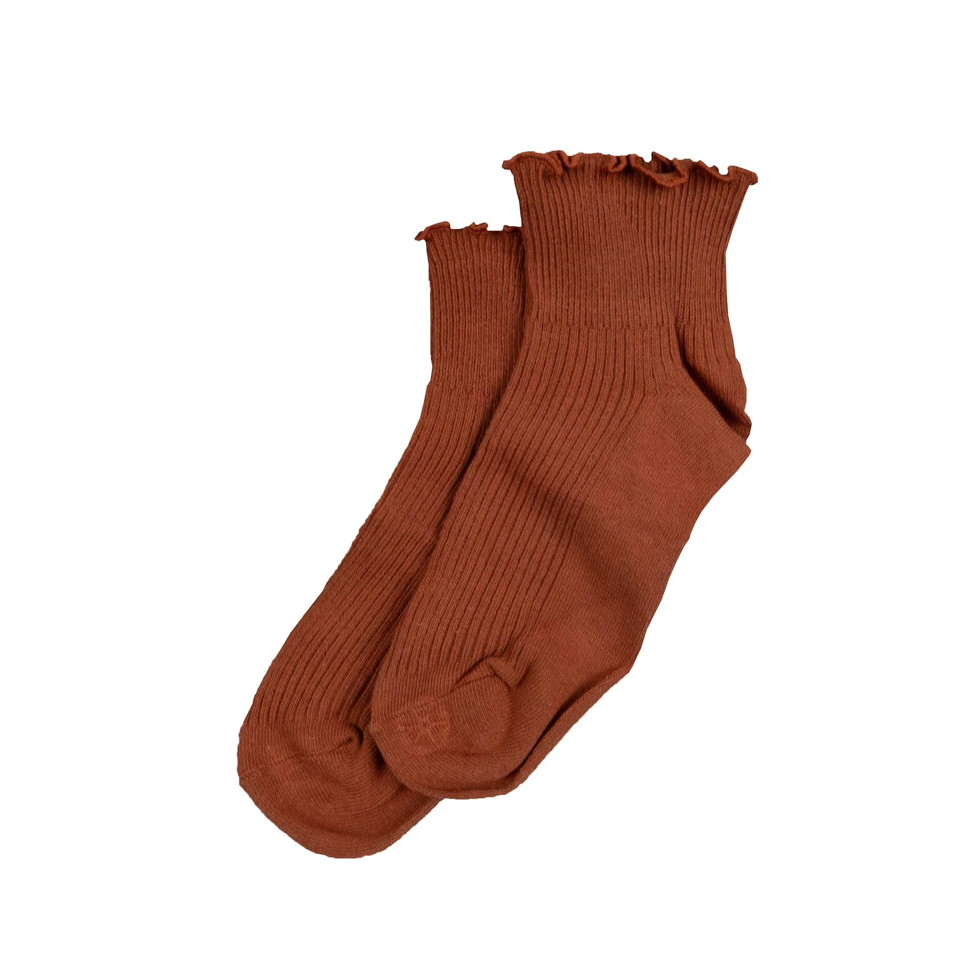 Nat and Noor Ruffle socks, burnt orange