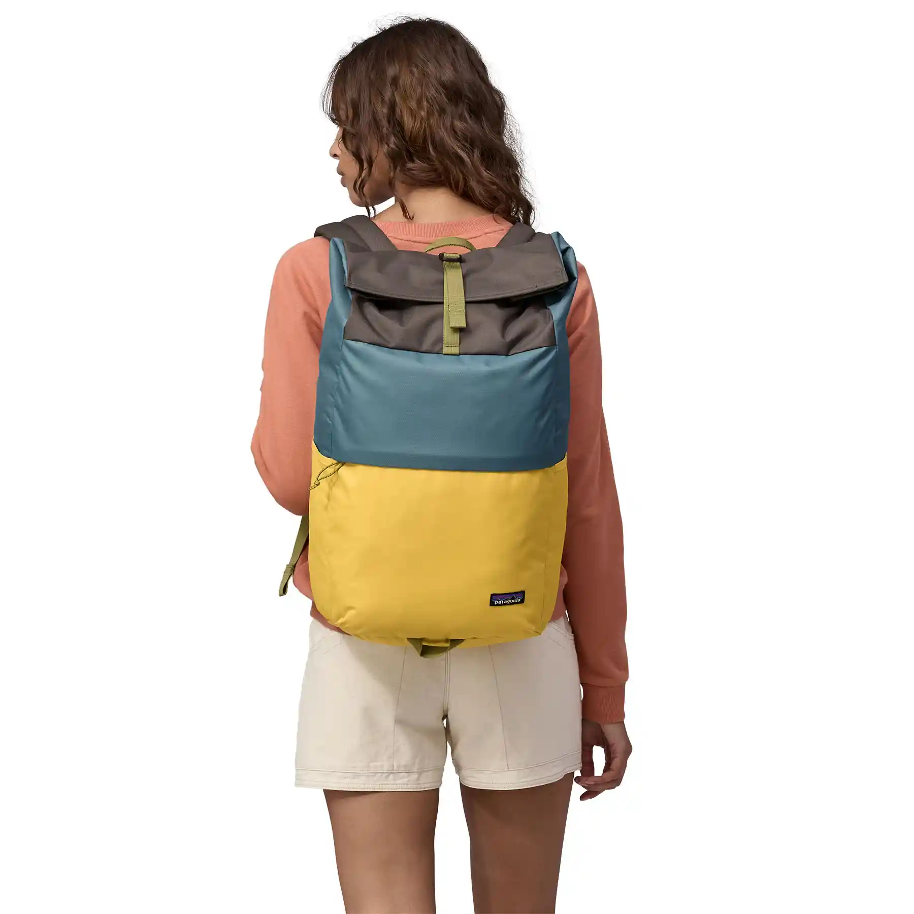 Patagonia Fieldsmith Roll Top Pack, patchwork: surfboard yellow w/abalone blue - Image 2