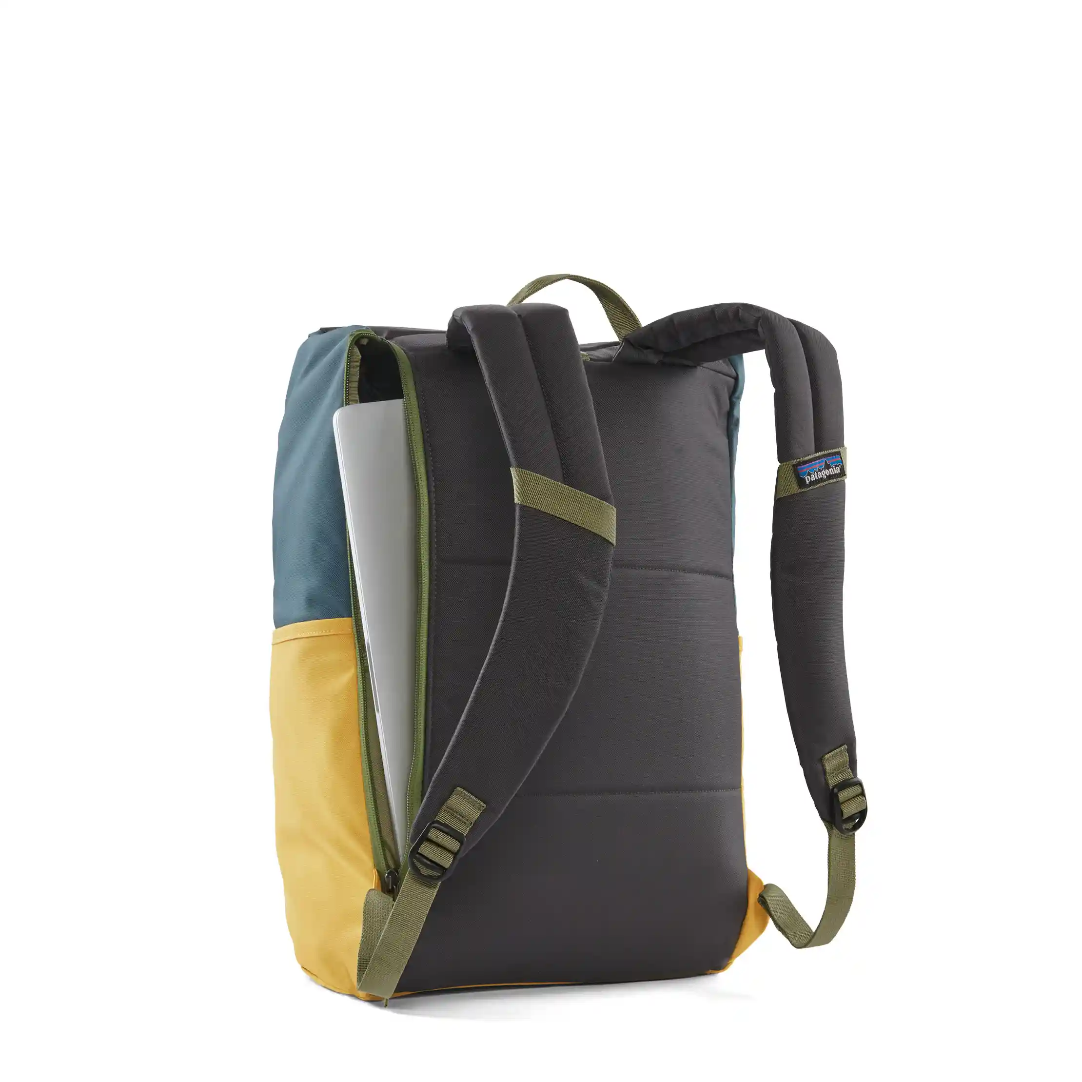 Patagonia Fieldsmith Roll Top Pack, patchwork: surfboard yellow w/abalone blue - Image 3