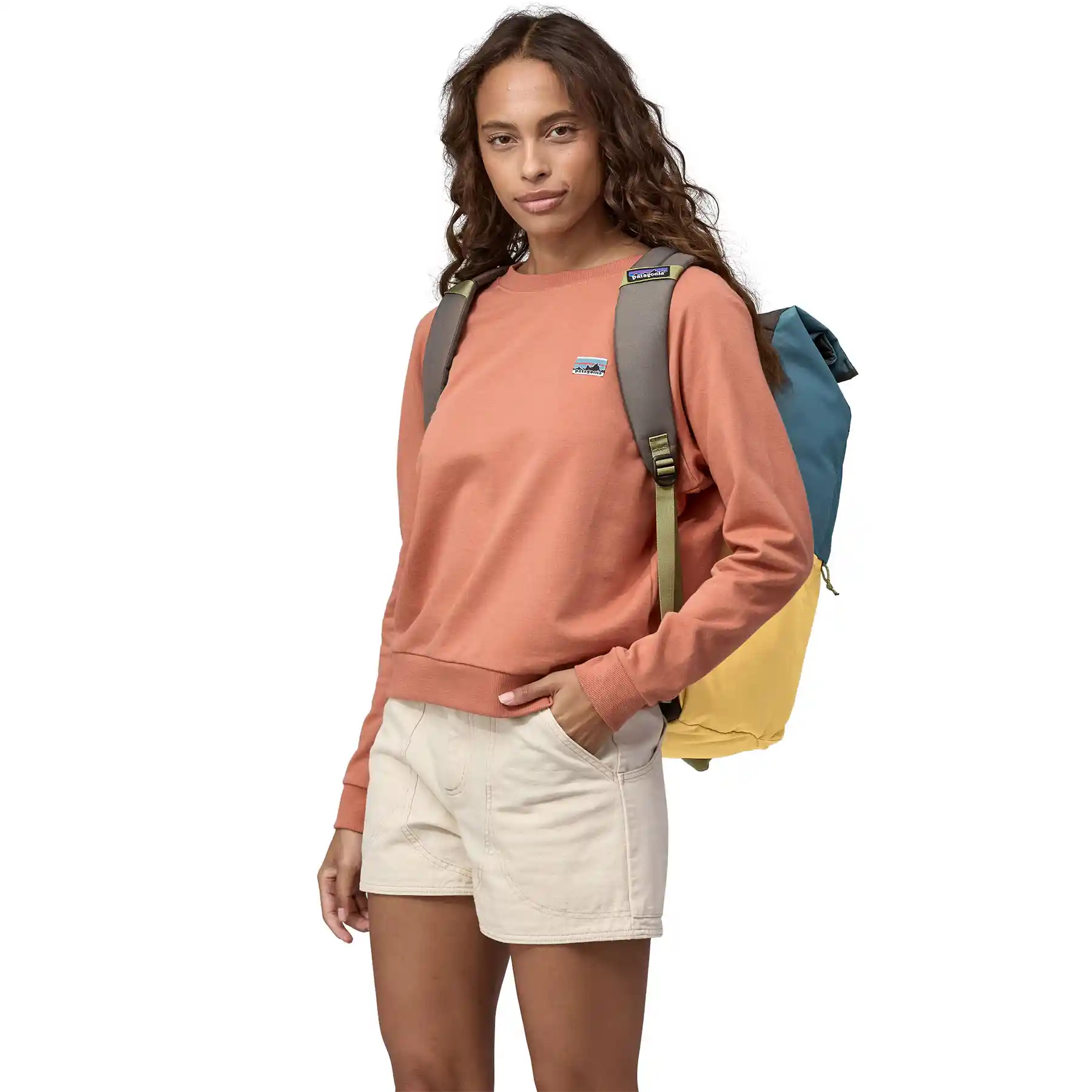 Patagonia Fieldsmith Roll Top Pack, patchwork: surfboard yellow w/abalone blue - Image 4
