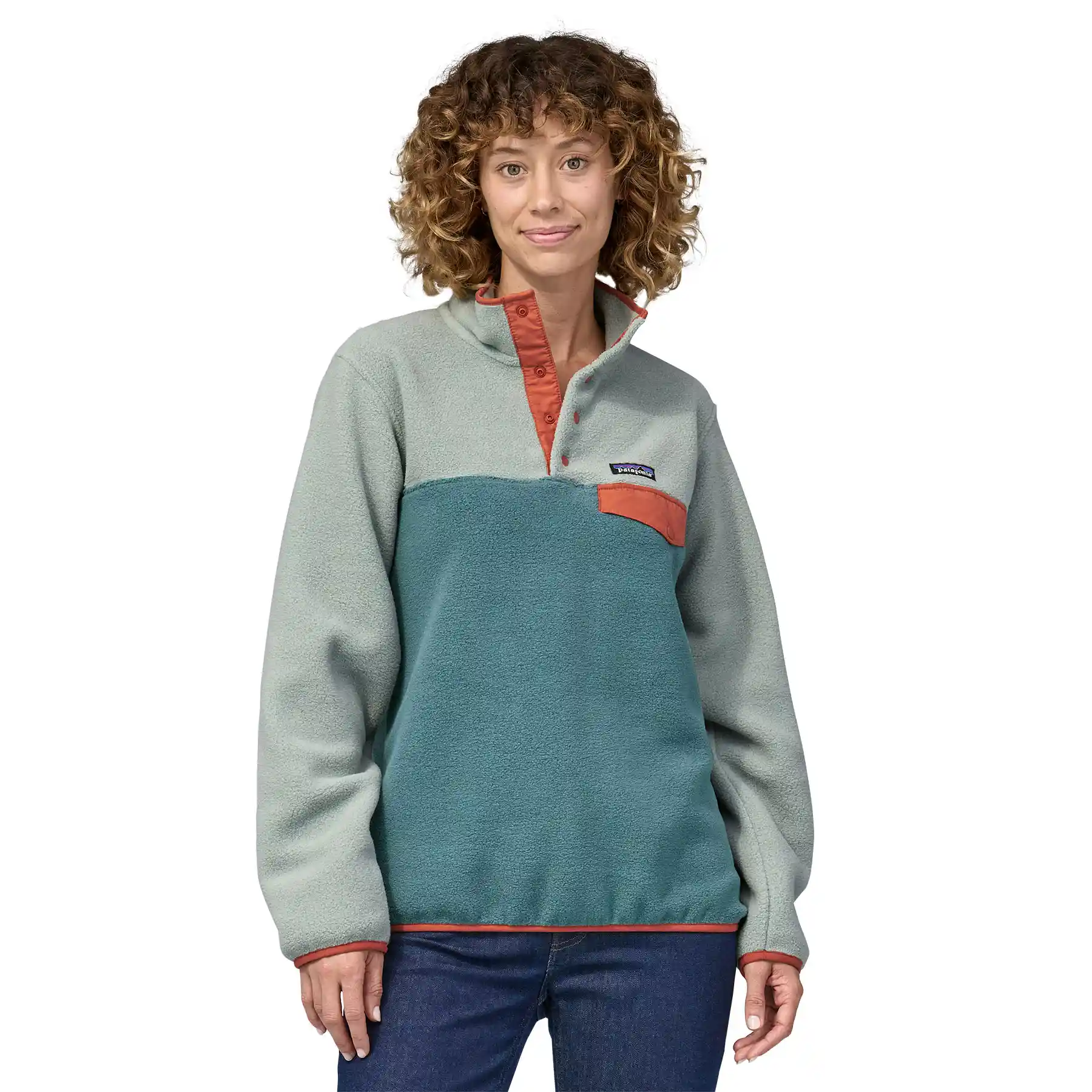 Patagonia Womens Lightweight Synchilla Snap-T Pullover, nouveau green w/sleet green - Image 2