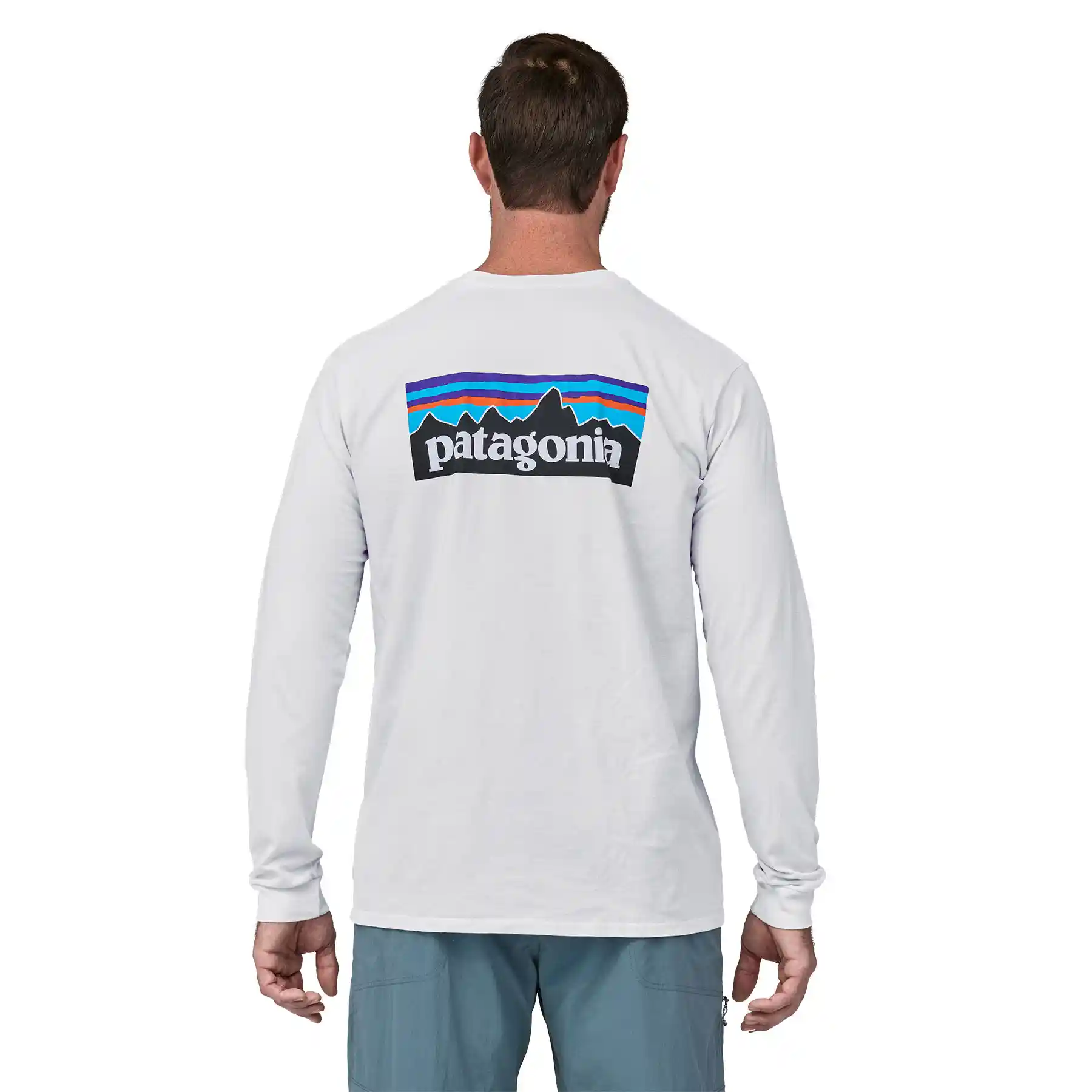 Patagonia Men's Longsleeve P-6 Logo Responsibili-Tee, white - Image 3