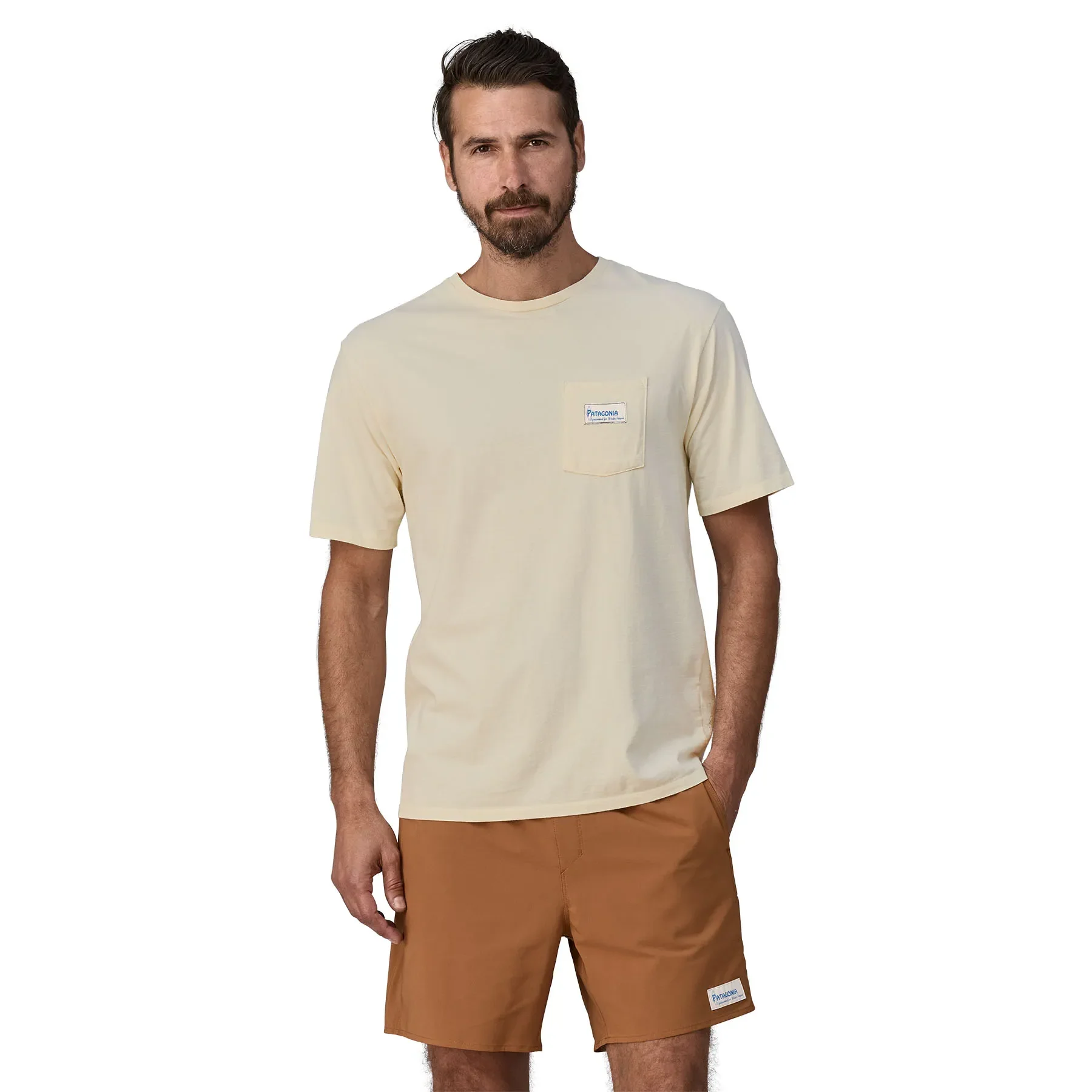Patagonia Men's Water People Organic Pocket T-Shirt, water people banner: undyed natural - Image 2