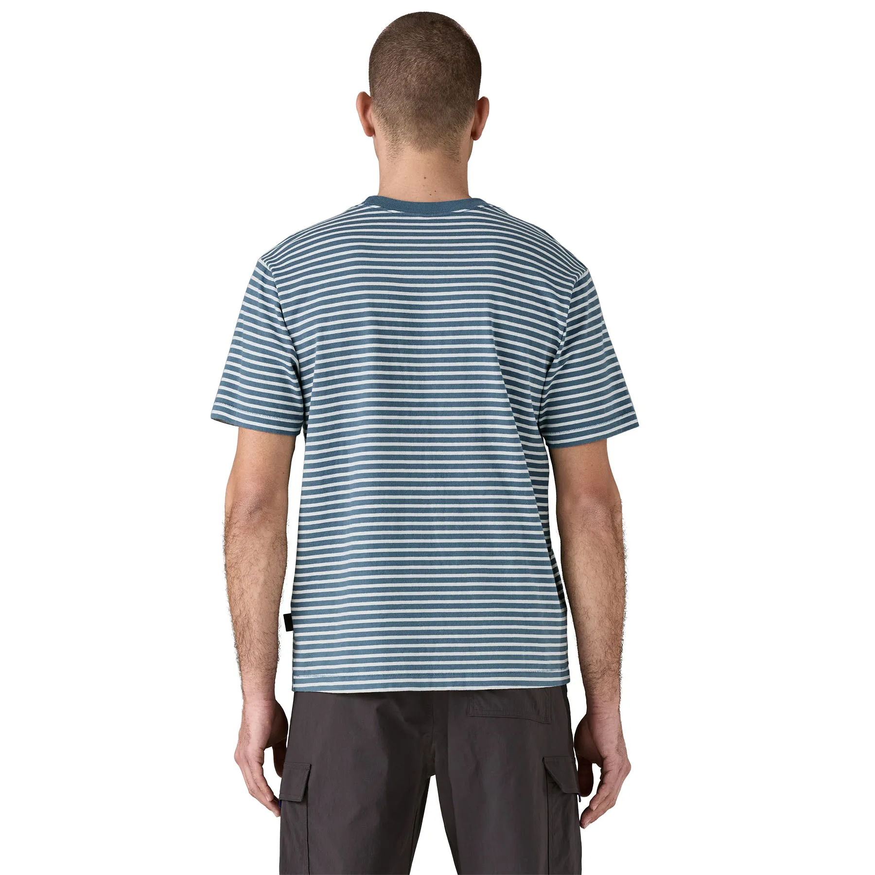 Patagonia Midweight Daily Pocket Tee, weekend stripe: utility blue - Image 3