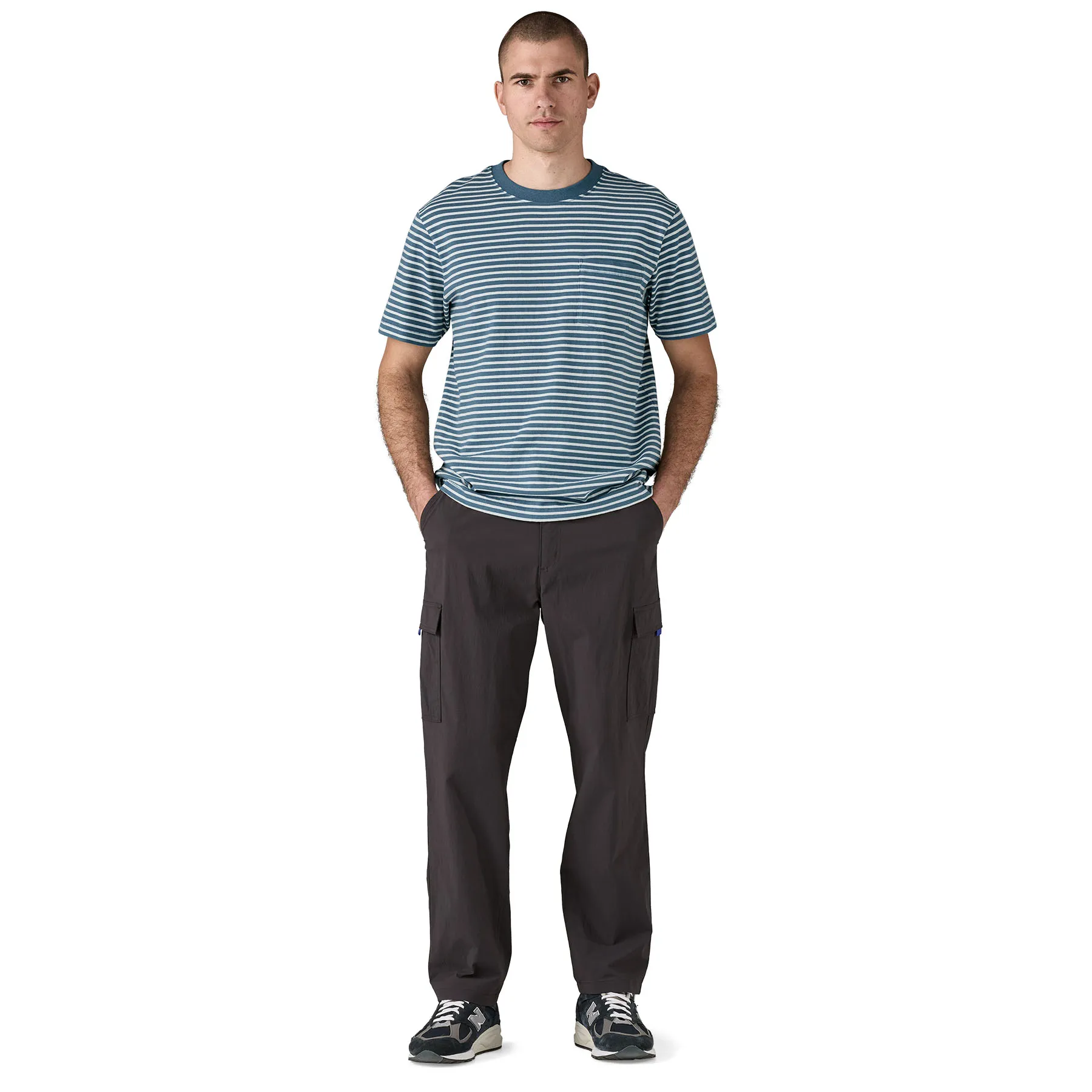 Patagonia Midweight Daily Pocket Tee, weekend stripe: utility blue - Image 4