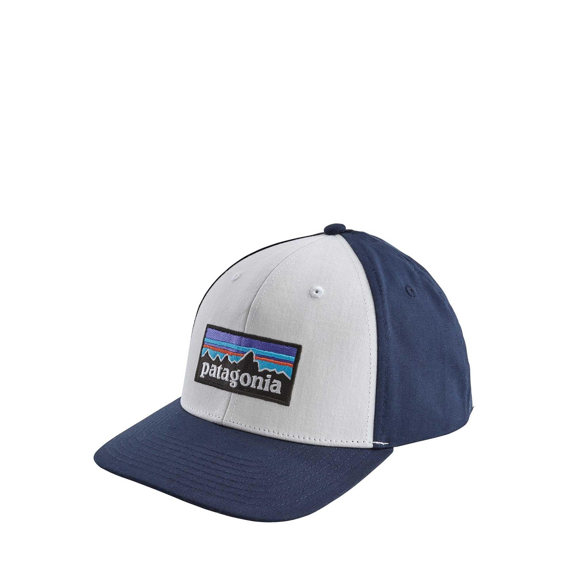 Patagonia P-6 Logo Roger That Hat - White w/ Classic Navy