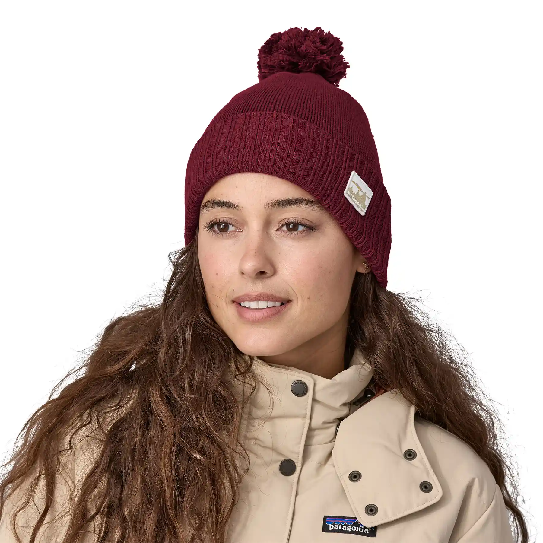 Patagonia Powder Town Beanie, 73 skyline: carmine red - Image 2