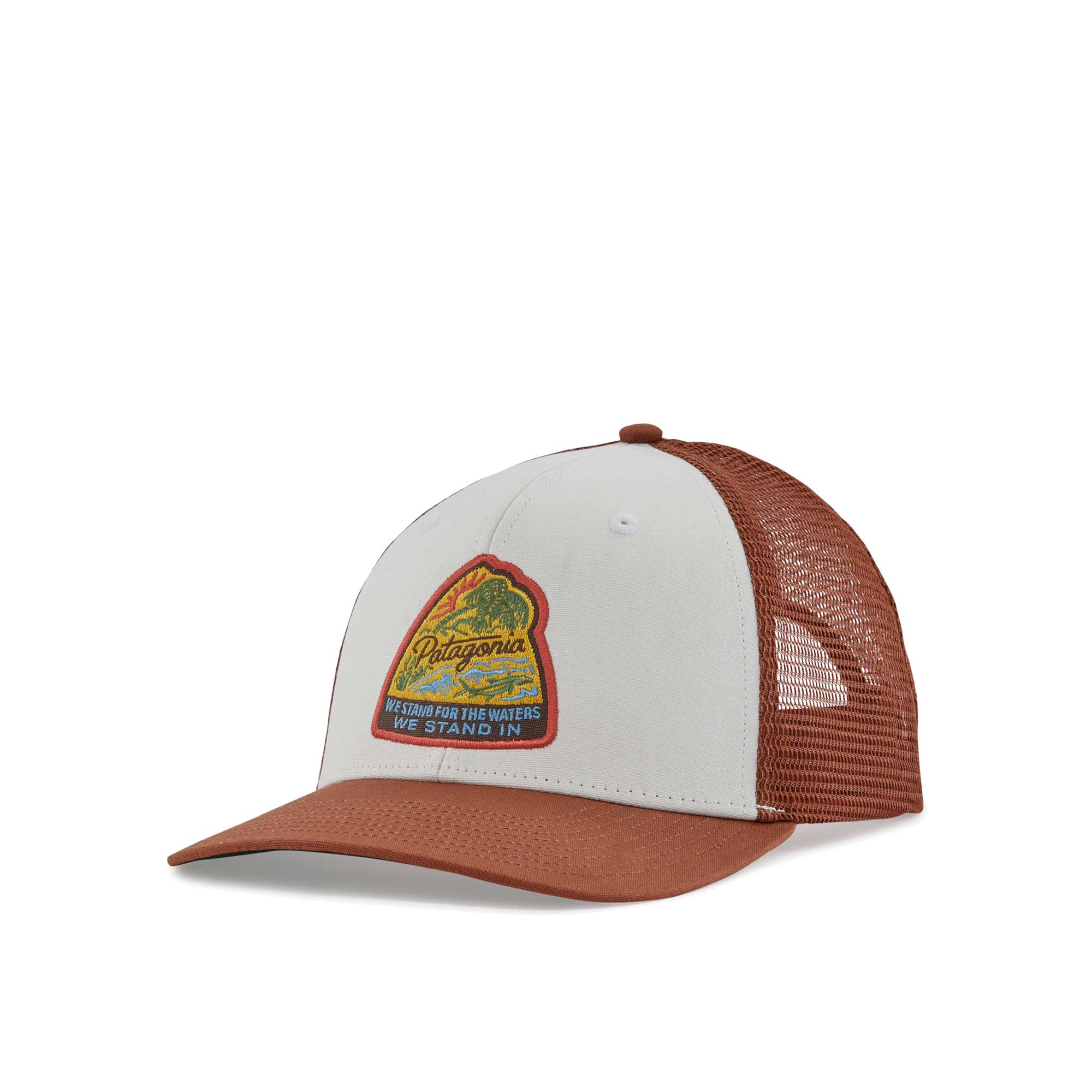 Patagonia Take A Stand Trucker Hat, bayou badge: white