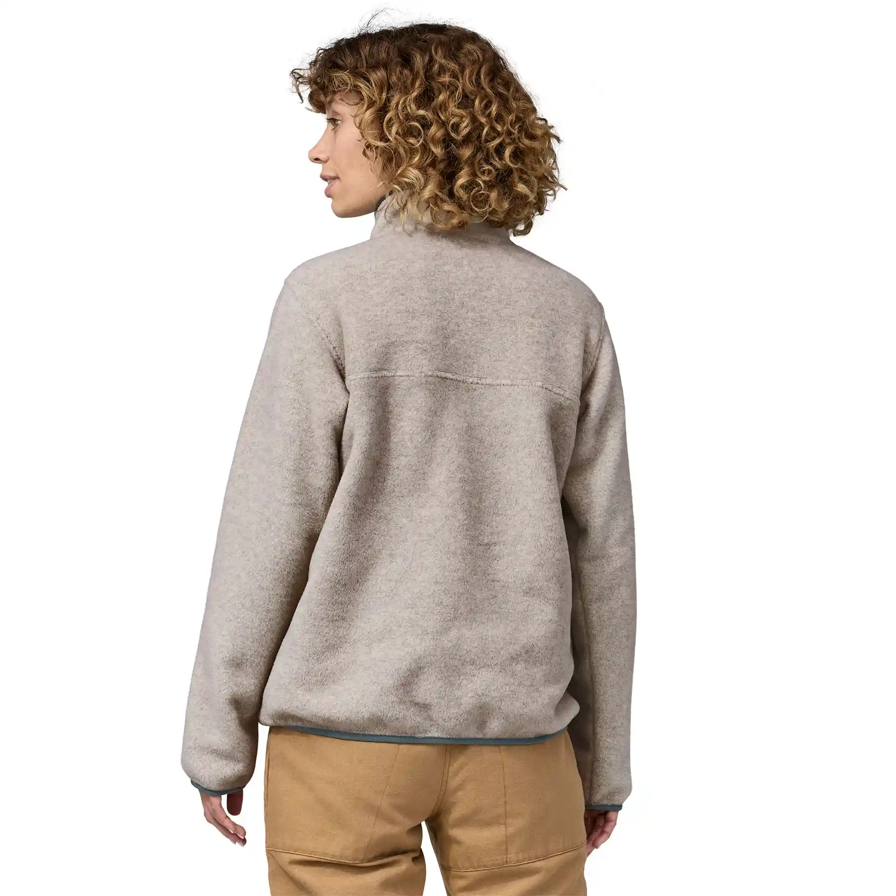 Patagonia Womens Lightweight Synchilla Snap-T Pullover, oatmeal heather w/nouveau green - Image 3
