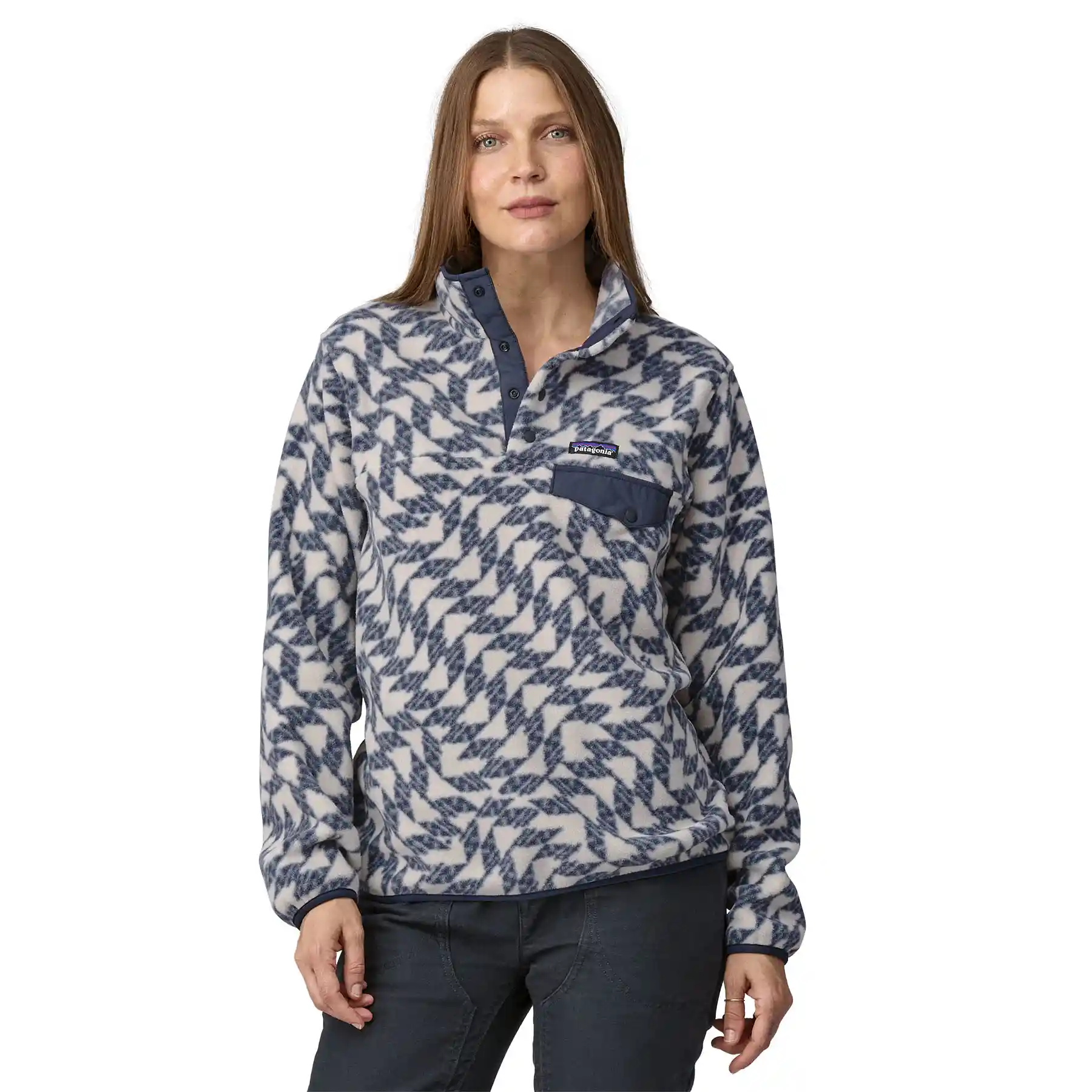 Patagonia Womens Lightweight Synchilla Snap-T, synched flight small: natural - Image 2
