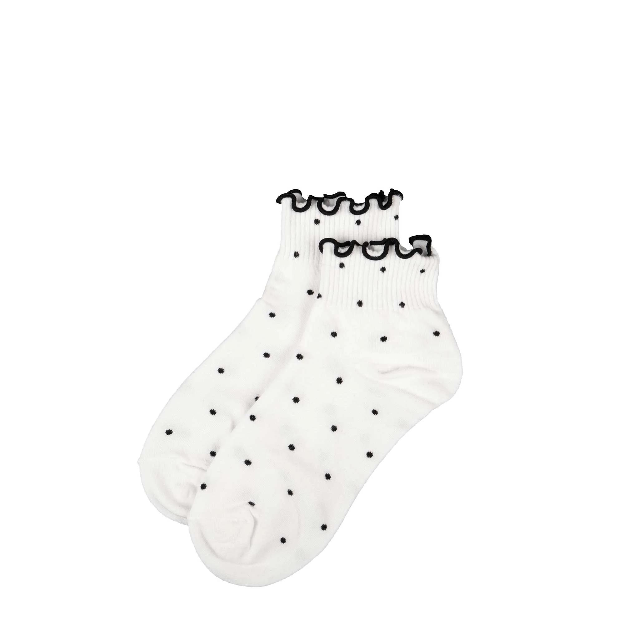 Womens Polka Dot Ruffle Ankle Socks, White