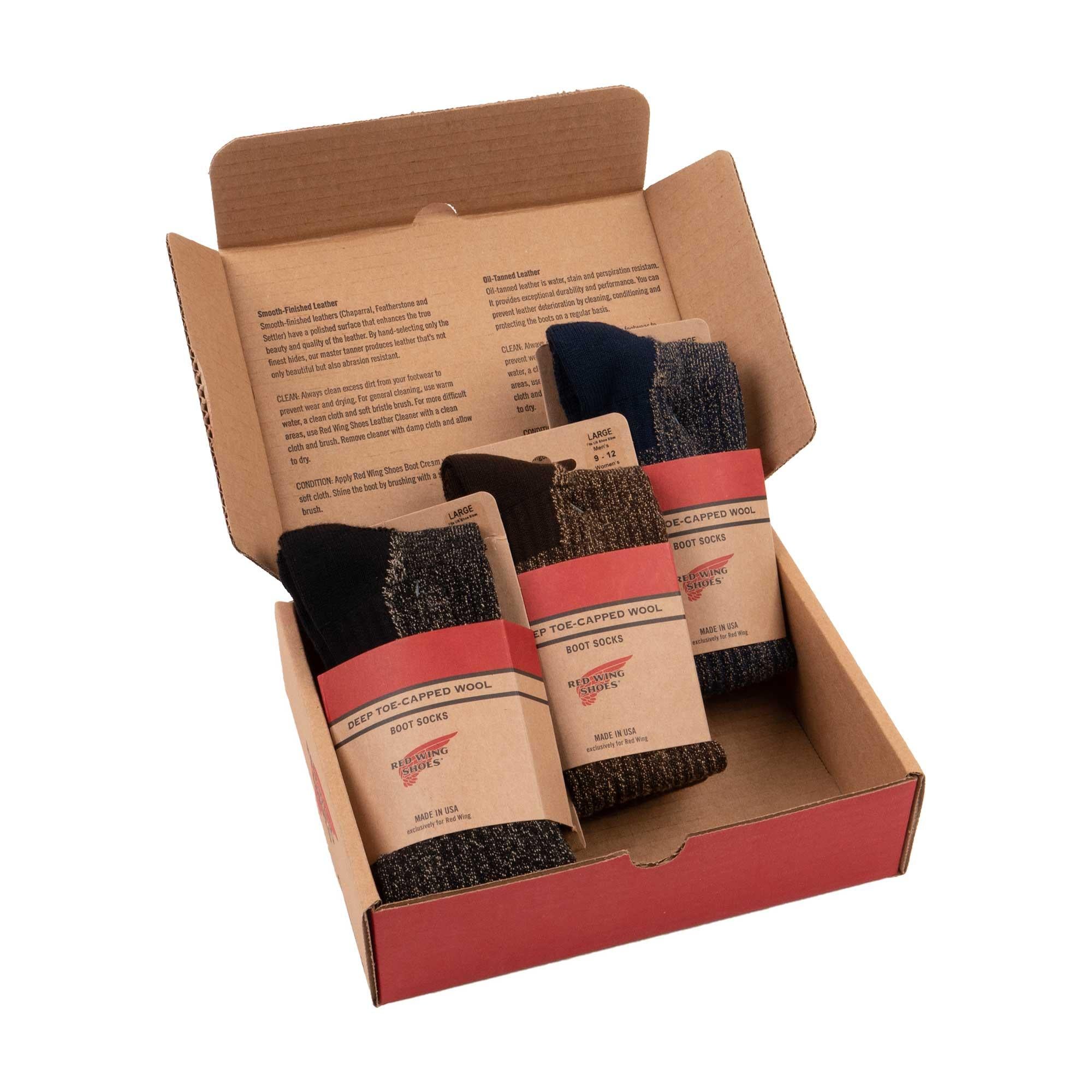 Red Wing Heritage Deep Toe Capped wool sock 3-pack (size 9-12)