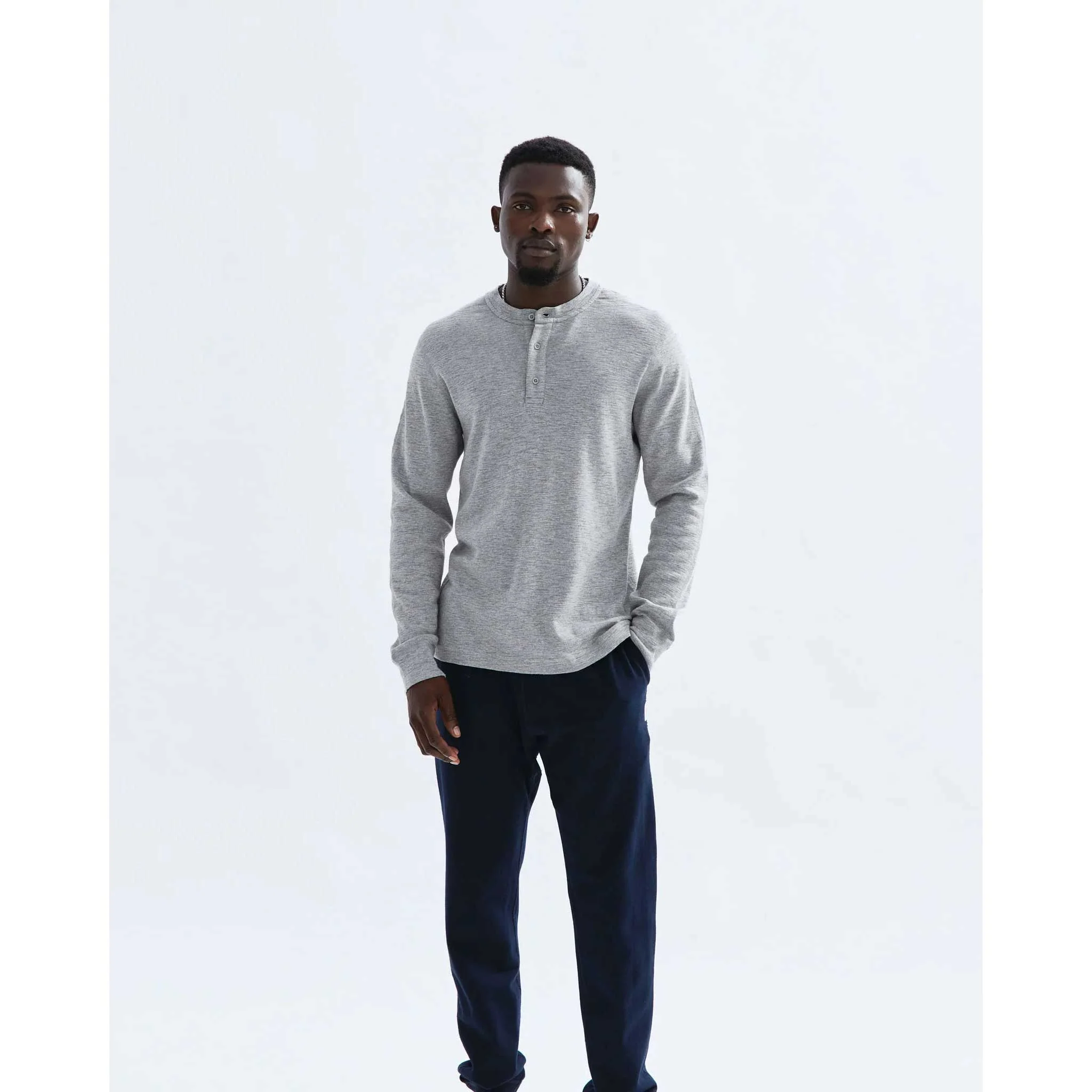 Reigning Champ 1X1 Slub Henley Long Sleeve - Image 2