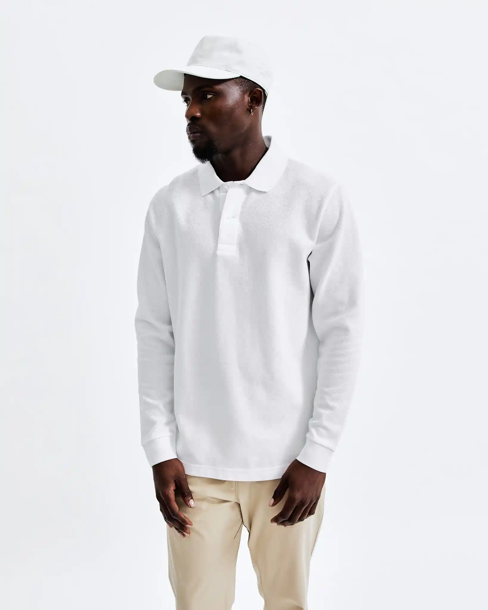 Reigning Champ Academy Long Sleeve Polo, white - Image 3