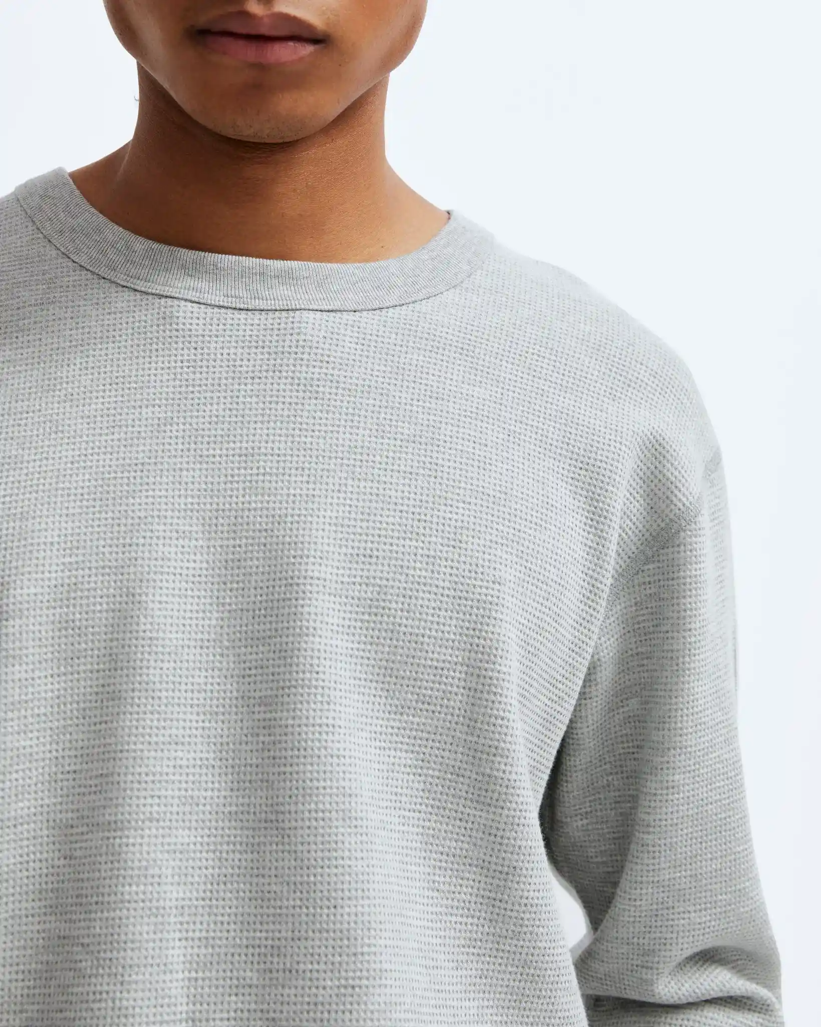 Reigning Champ Flatback Waffle Long Sleeve, heather grey - Image 3