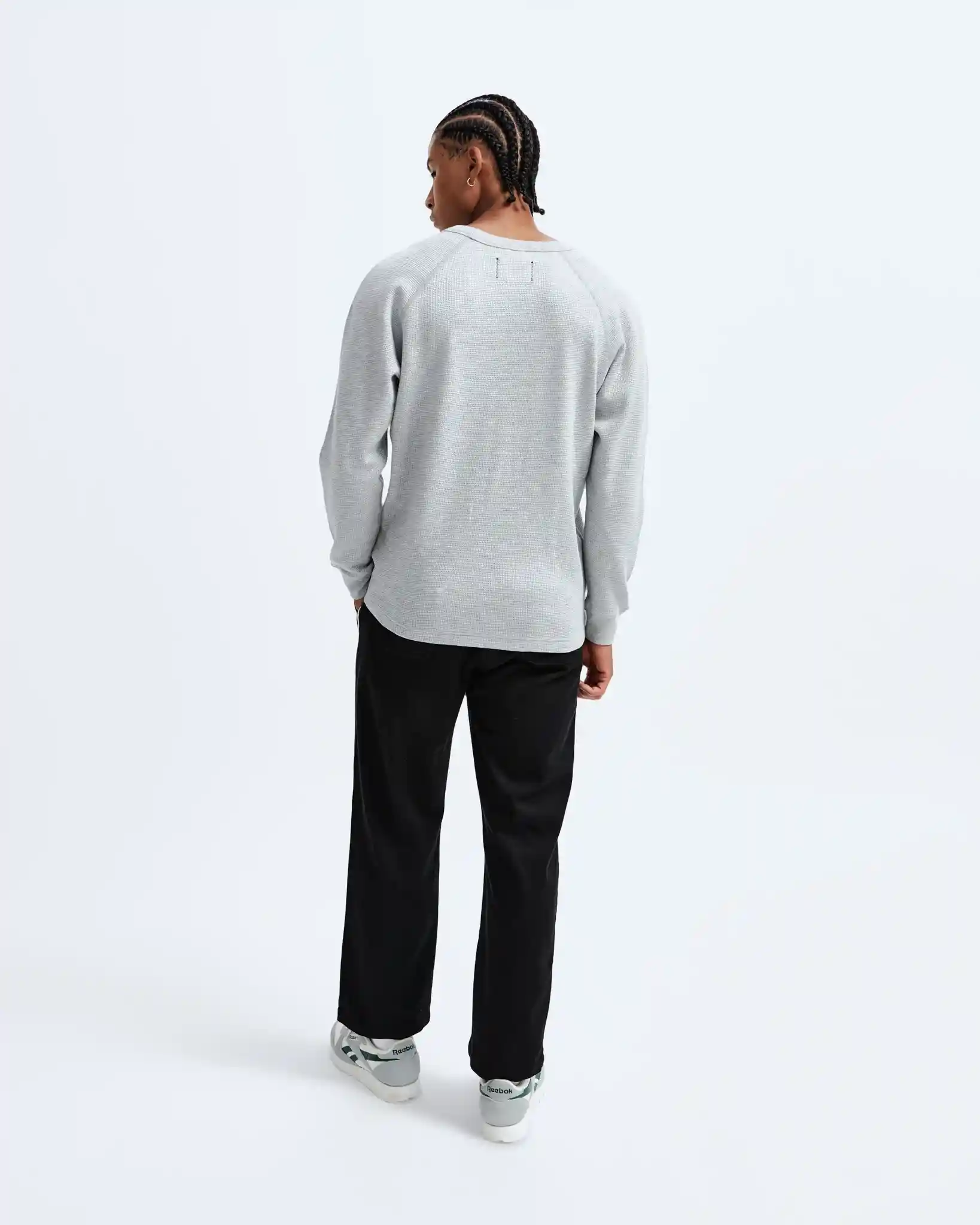 Reigning Champ Flatback Waffle Long Sleeve, heather grey - Image 4