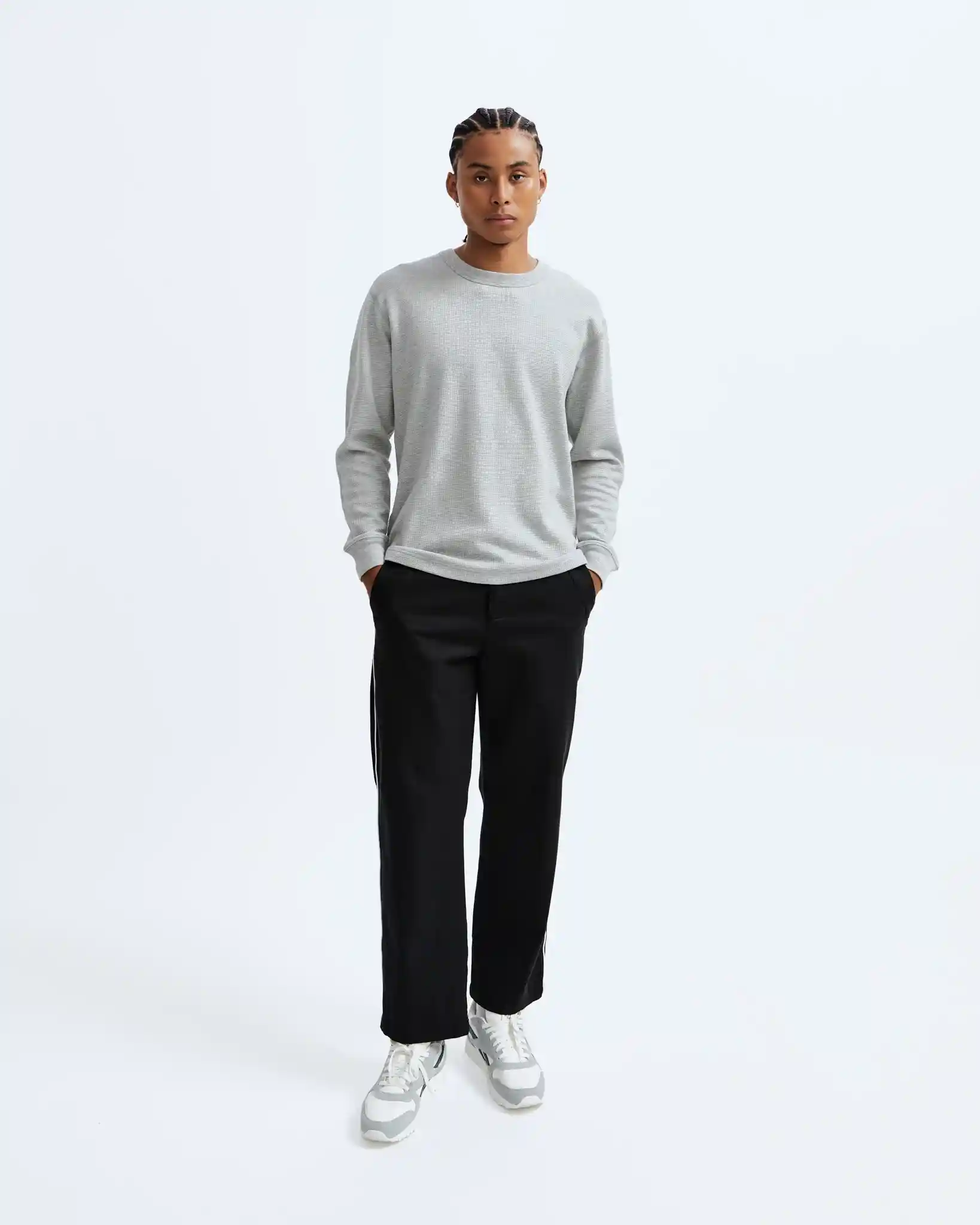 Reigning Champ Flatback Waffle Long Sleeve, heather grey - Image 5