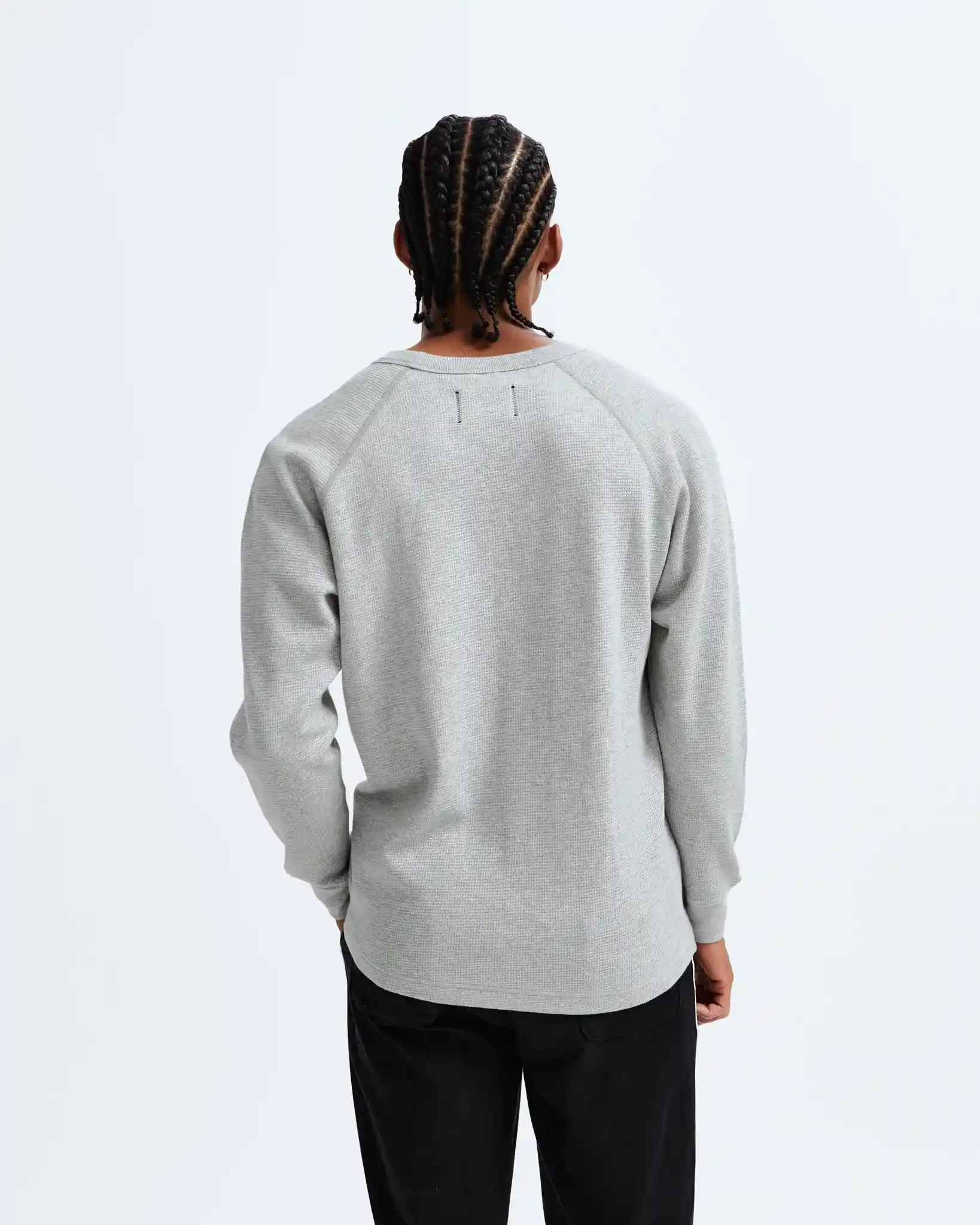 Reigning Champ Flatback Waffle Long Sleeve, heather grey - Image 6