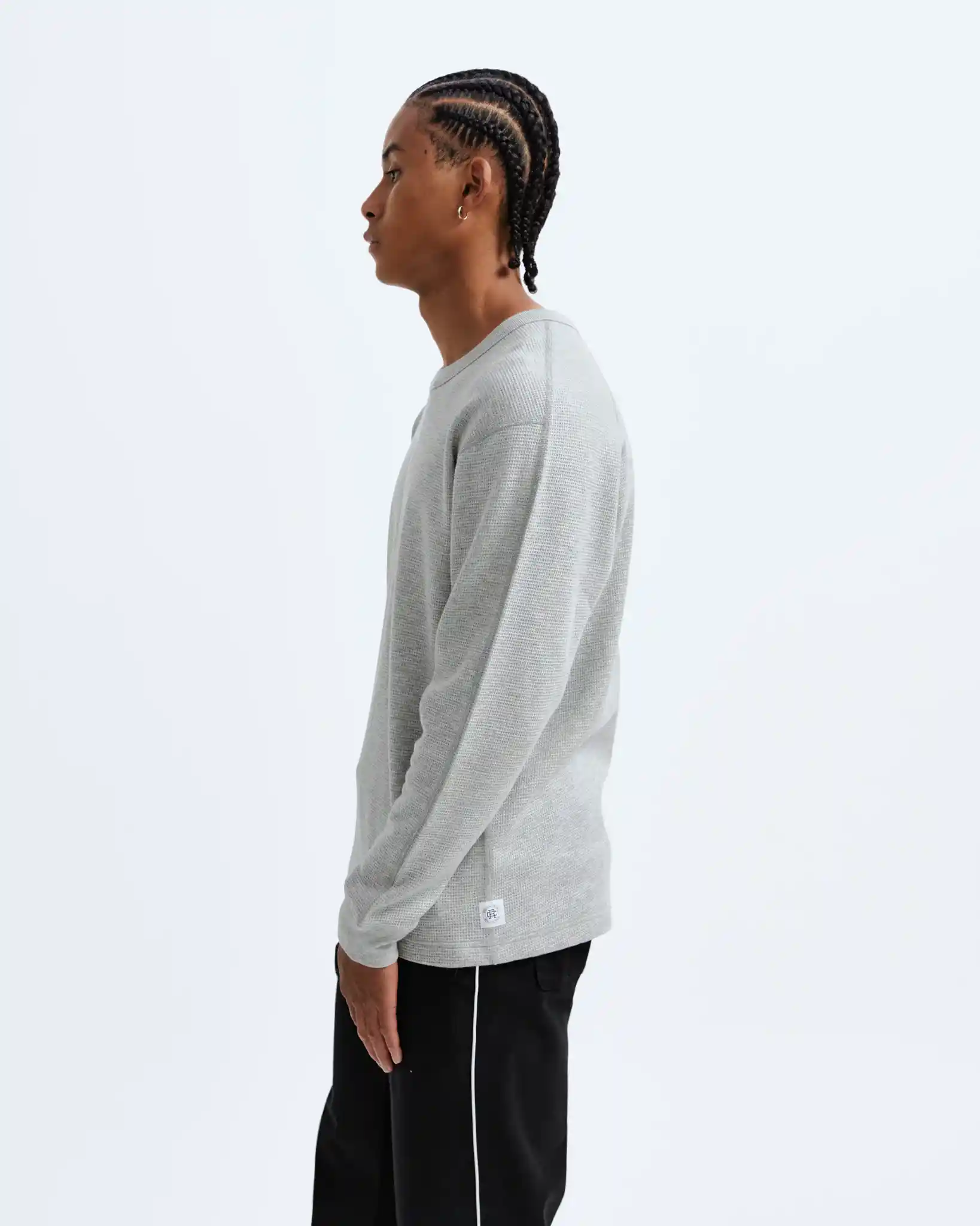 Reigning Champ Flatback Waffle Long Sleeve, heather grey - Image 7