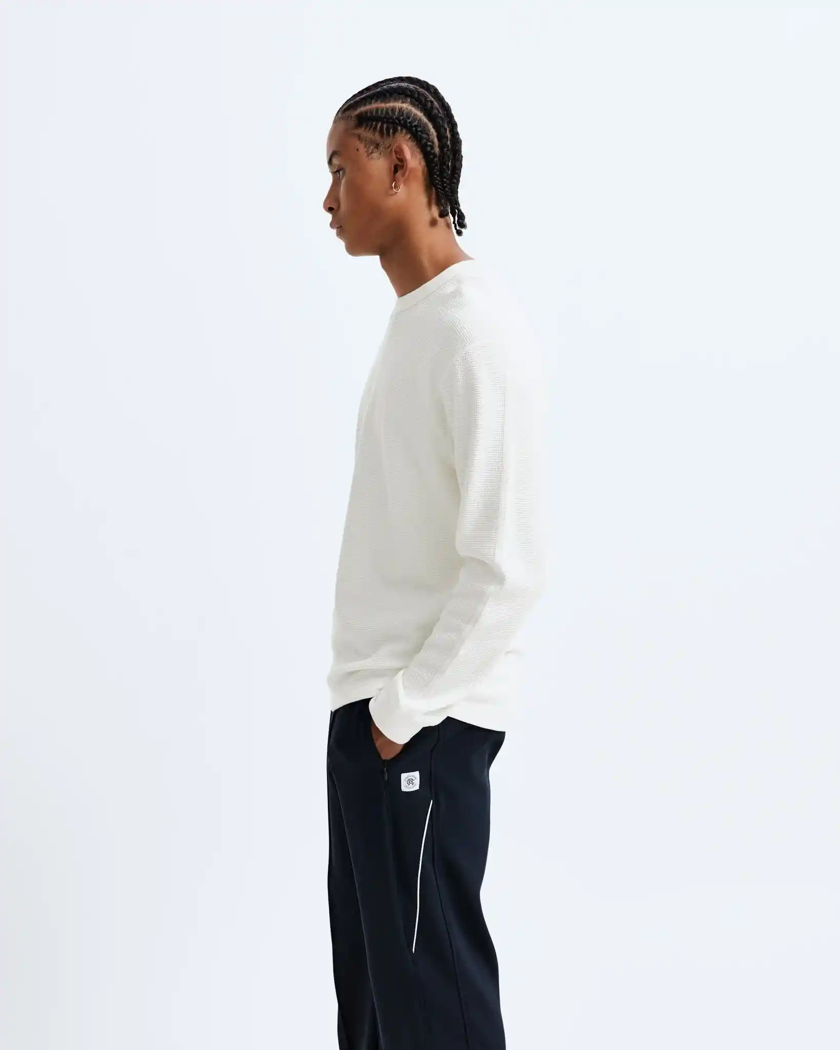 Reigning Champ Flatback Waffle Long Sleeve, ivory - Image 8
