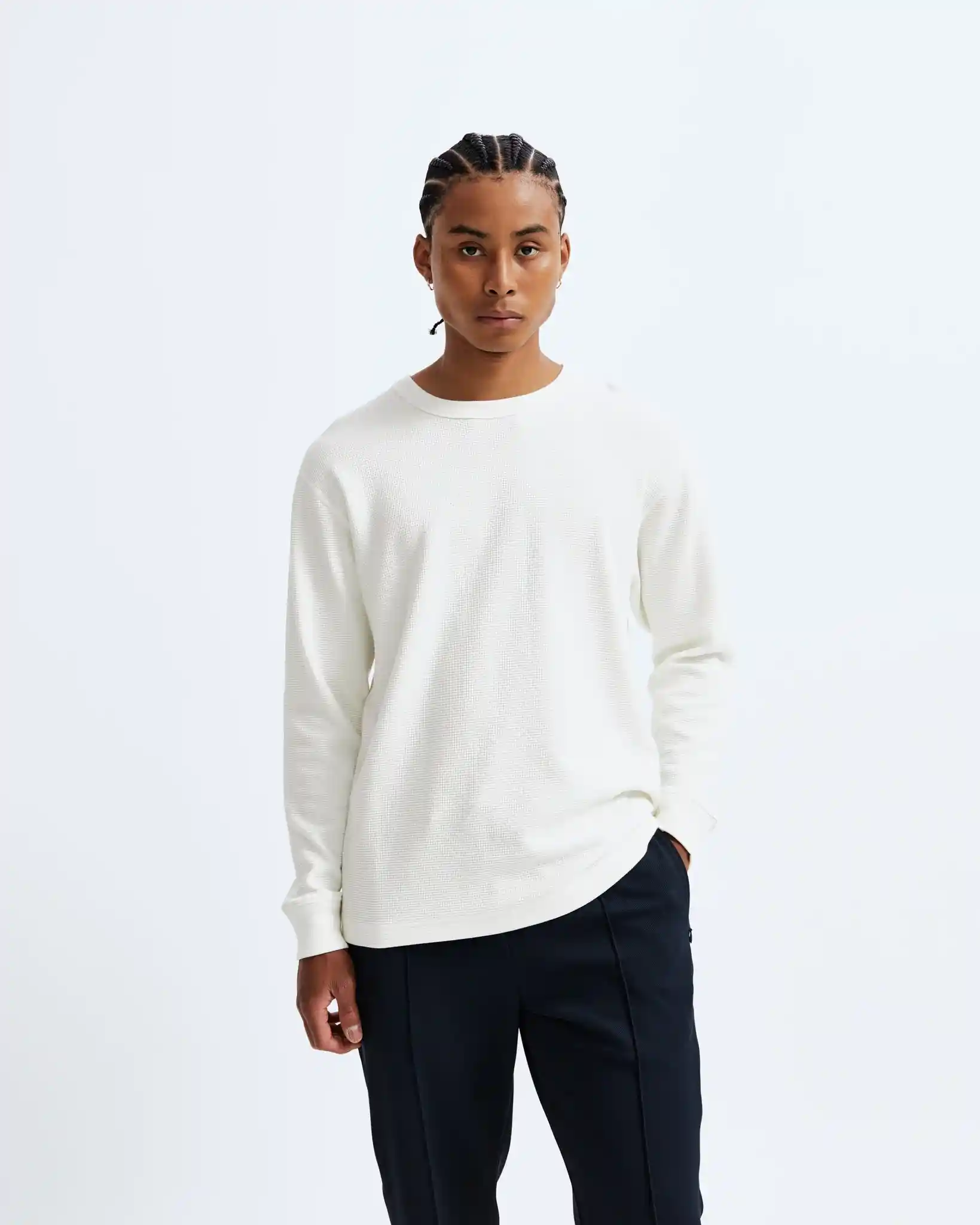 Reigning Champ Flatback Waffle Long Sleeve, ivory - Image 9