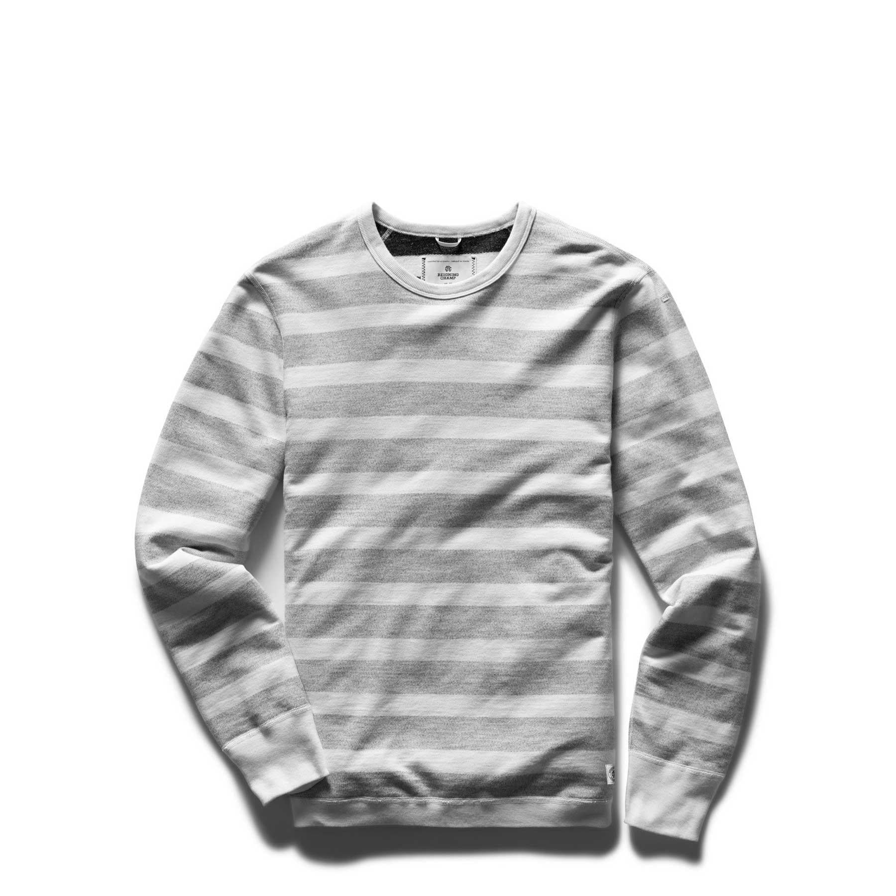 Reigning Champ Knit Striped Terry reversible crewneck