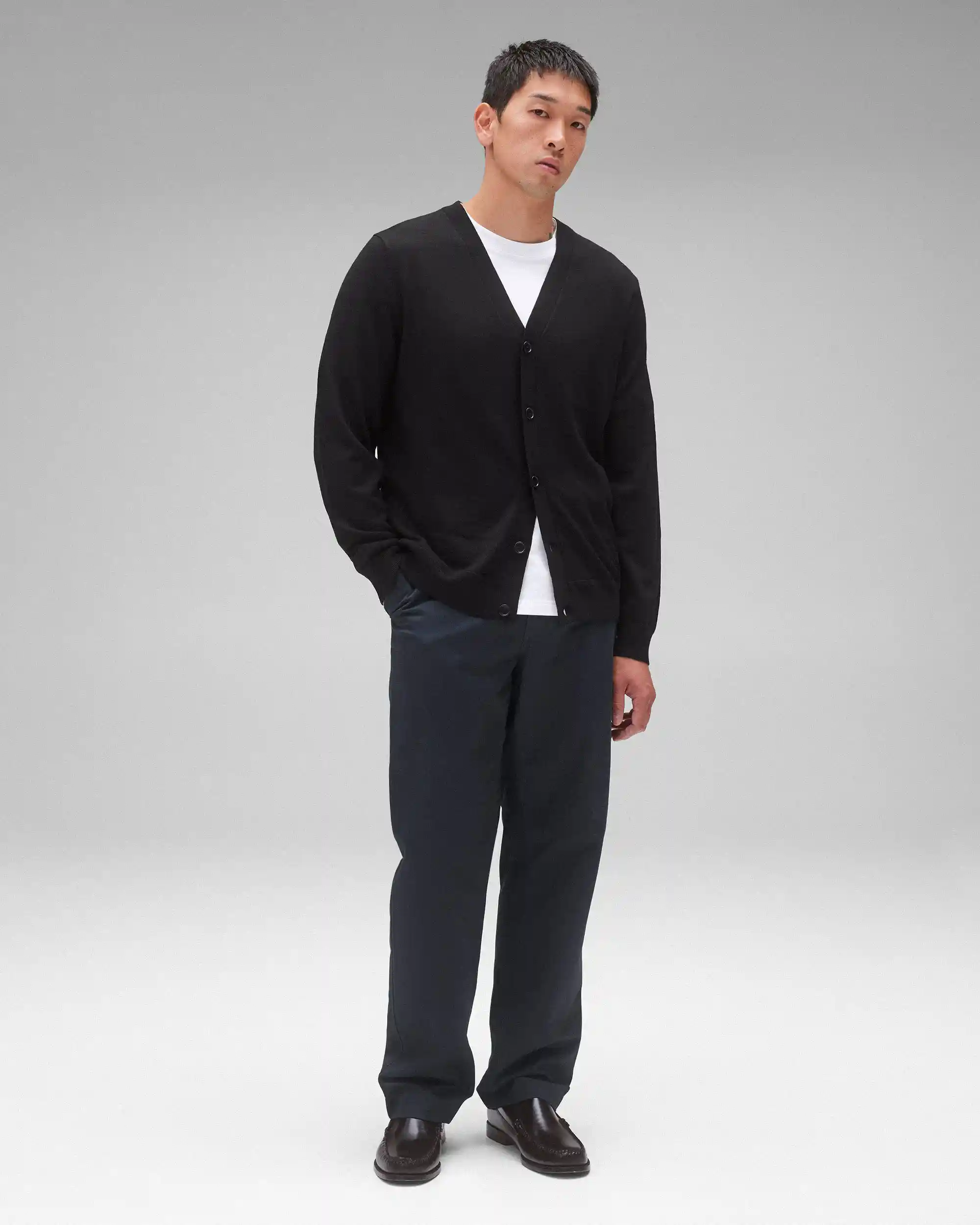 Reigning Champ Lightweight Merino Harry Cardigan, black - Image 3