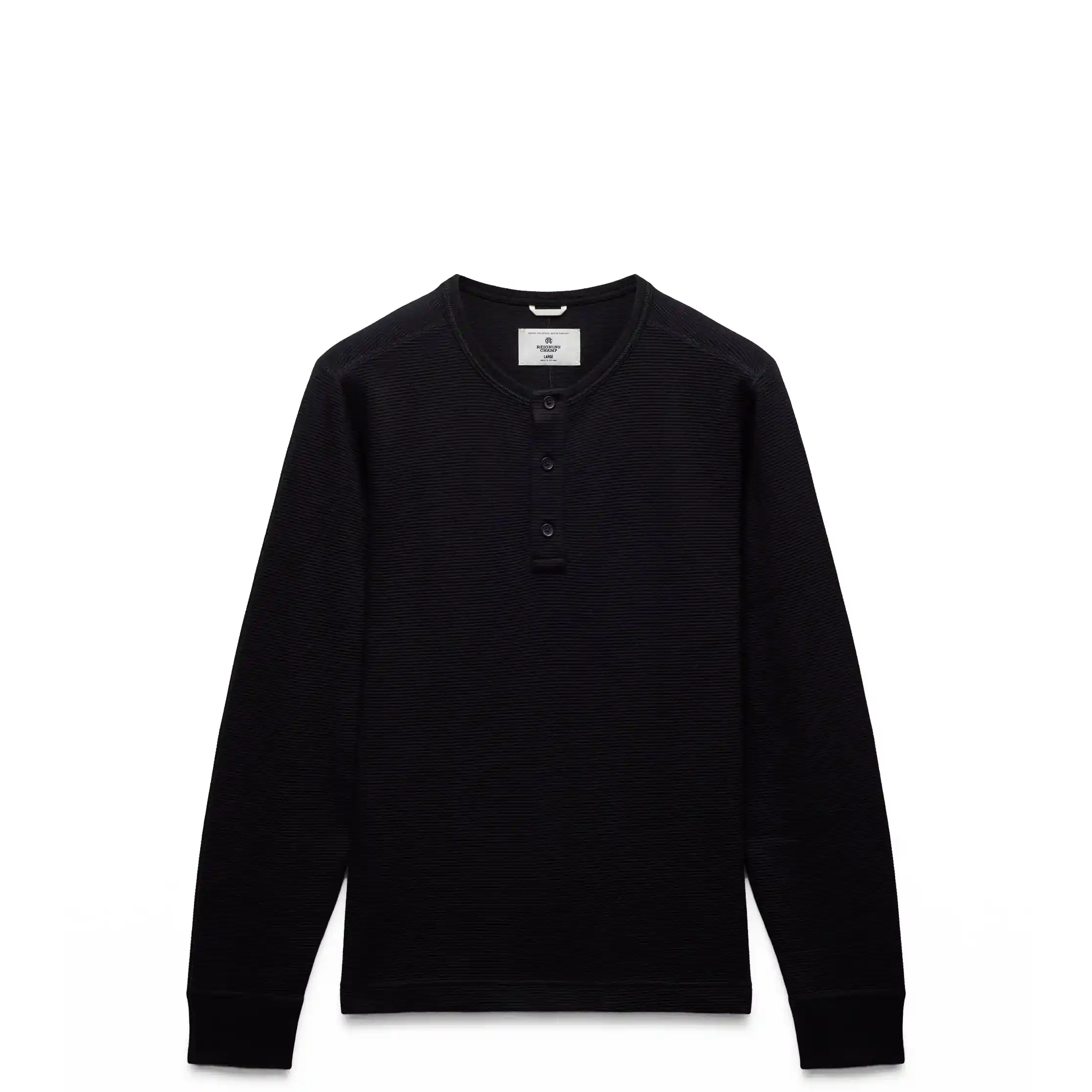 Reigning Champ Lightweight Waffle Henley, black