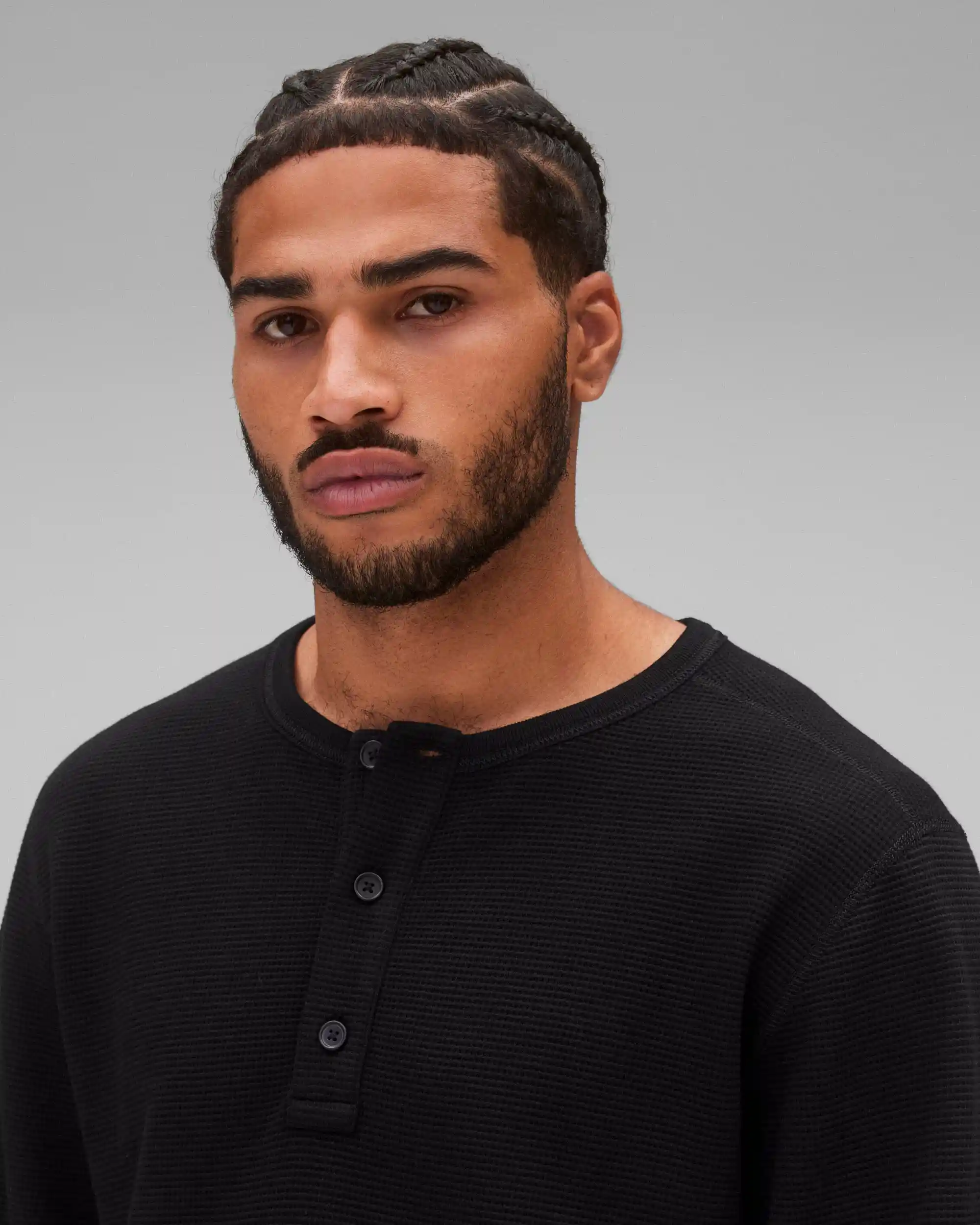 Reigning Champ Lightweight Waffle Henley, black - Image 2