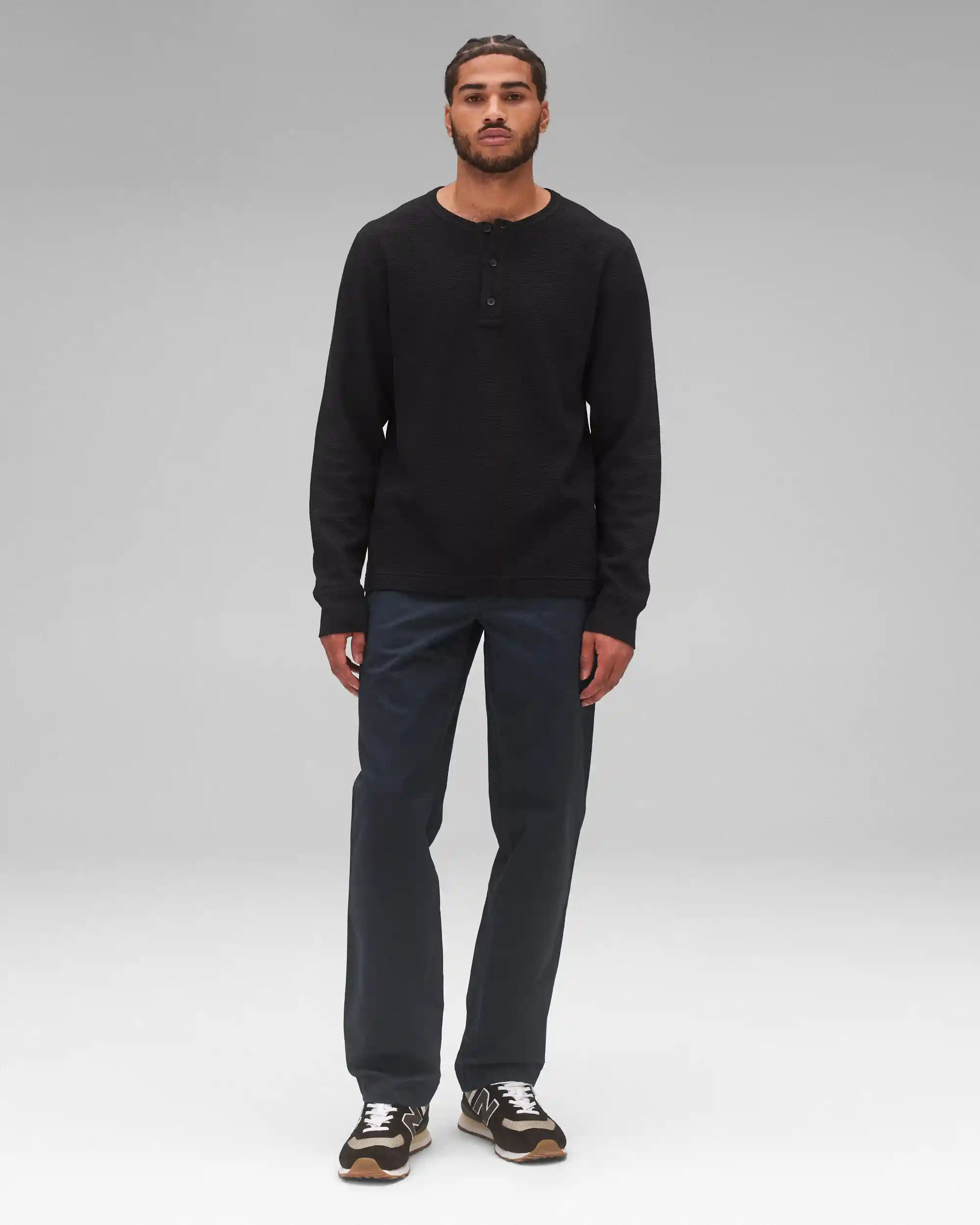 Reigning Champ Lightweight Waffle Henley, black - Image 4