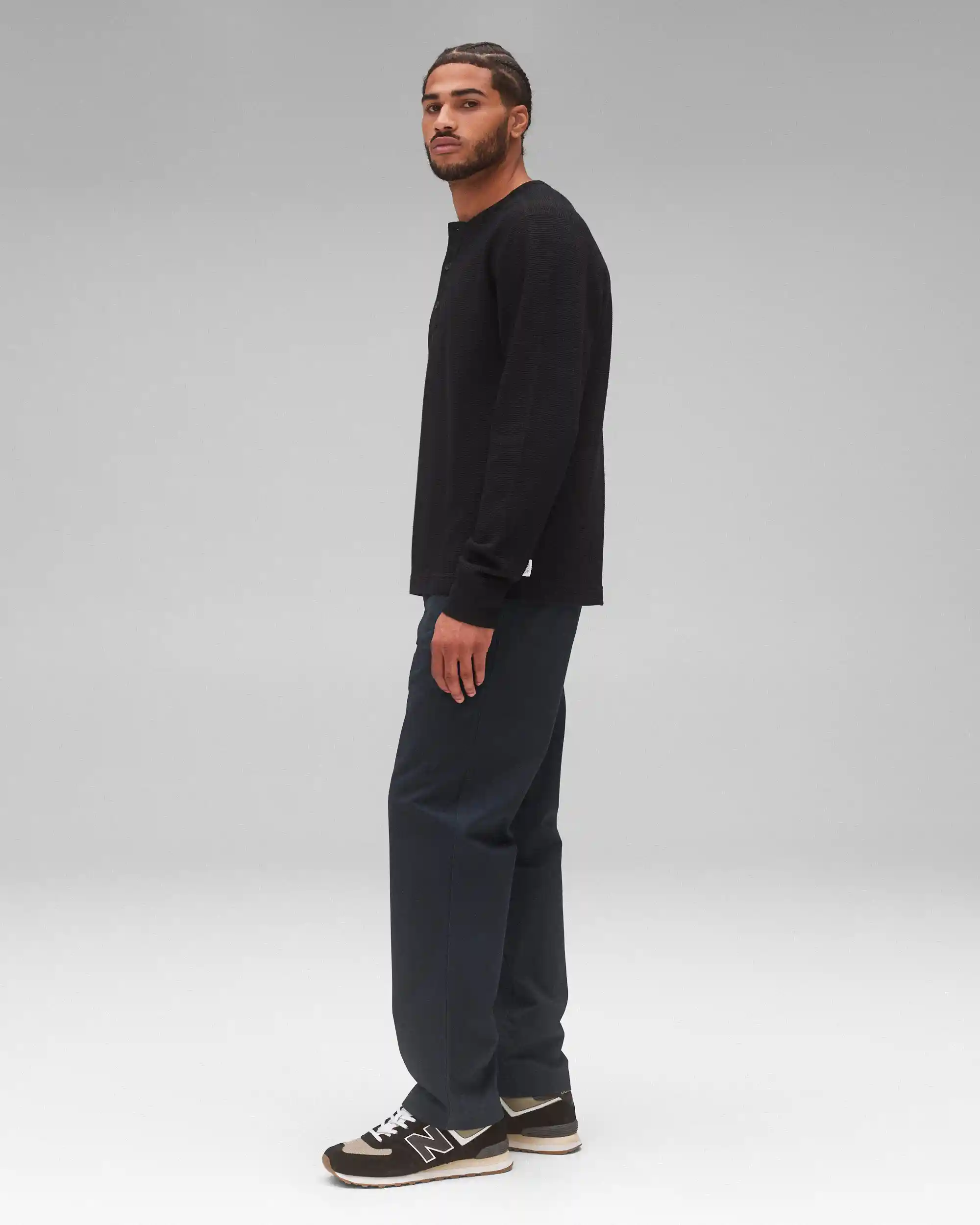Reigning Champ Lightweight Waffle Henley, black - Image 5